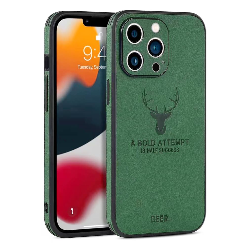 【送料無料】JOOBOY iPhone15 Pro 用 ケース 6.1" 耐衝撃 薄型 レンズ保護 コンパクト PC素材 背面 高級なPUレザー ハードカバー マット加工 指紋防止 カメラ保護 携帯カバーiPhone15Pro 用 カバー (iPhone15 Pro 6.1", グリーン)