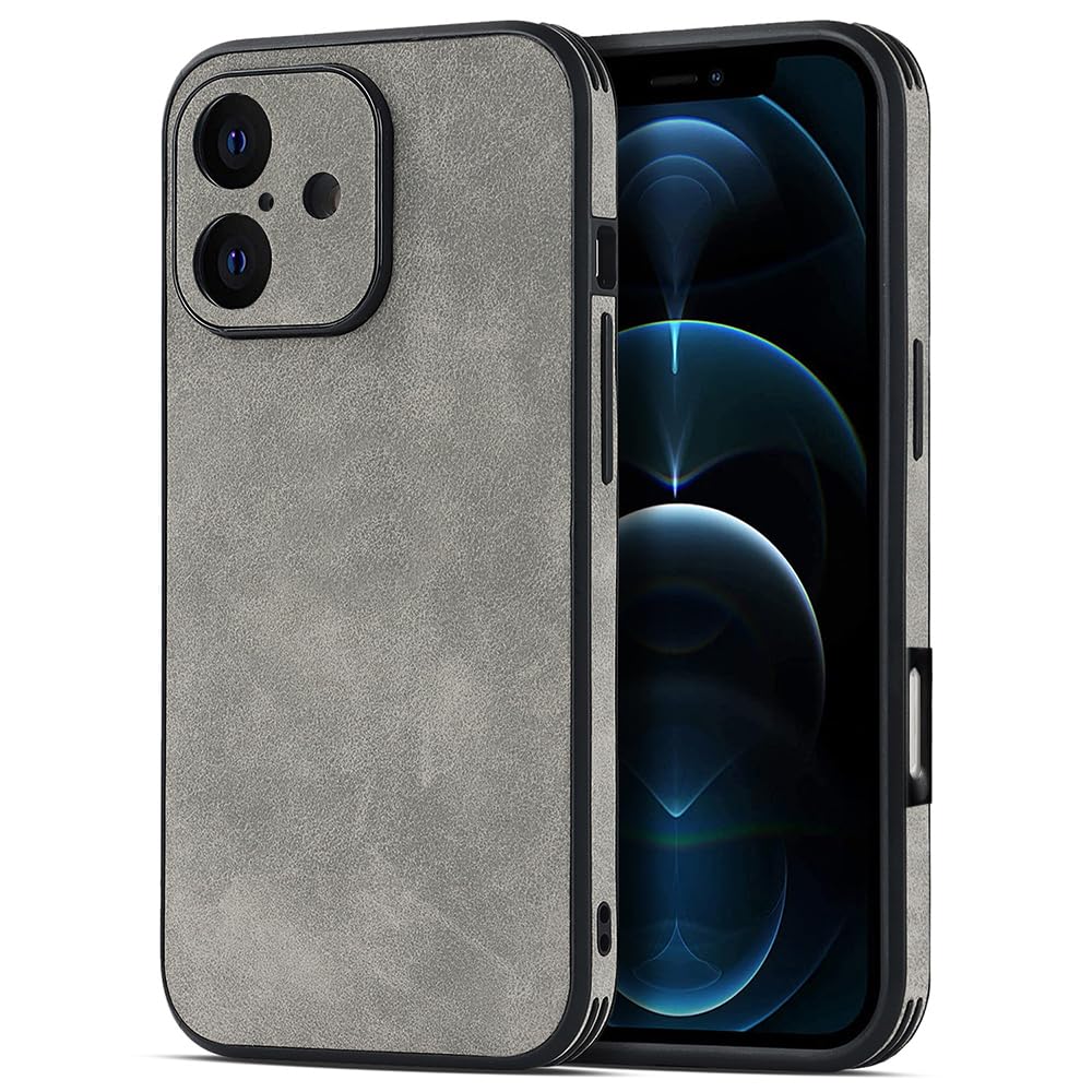 【送料無料】JOOBOY iPhone 16 Plus 用 ケース 耐衝撃 薄型 コンパクト メンズ PC素材 + 背面 高級なPUレザー ハードカバー マット加工 (2024新款) 指紋防止 上質な手触り カメラ保護 アイフォン16プラス 携帯カバー (グレー, iPhone16 Plus)