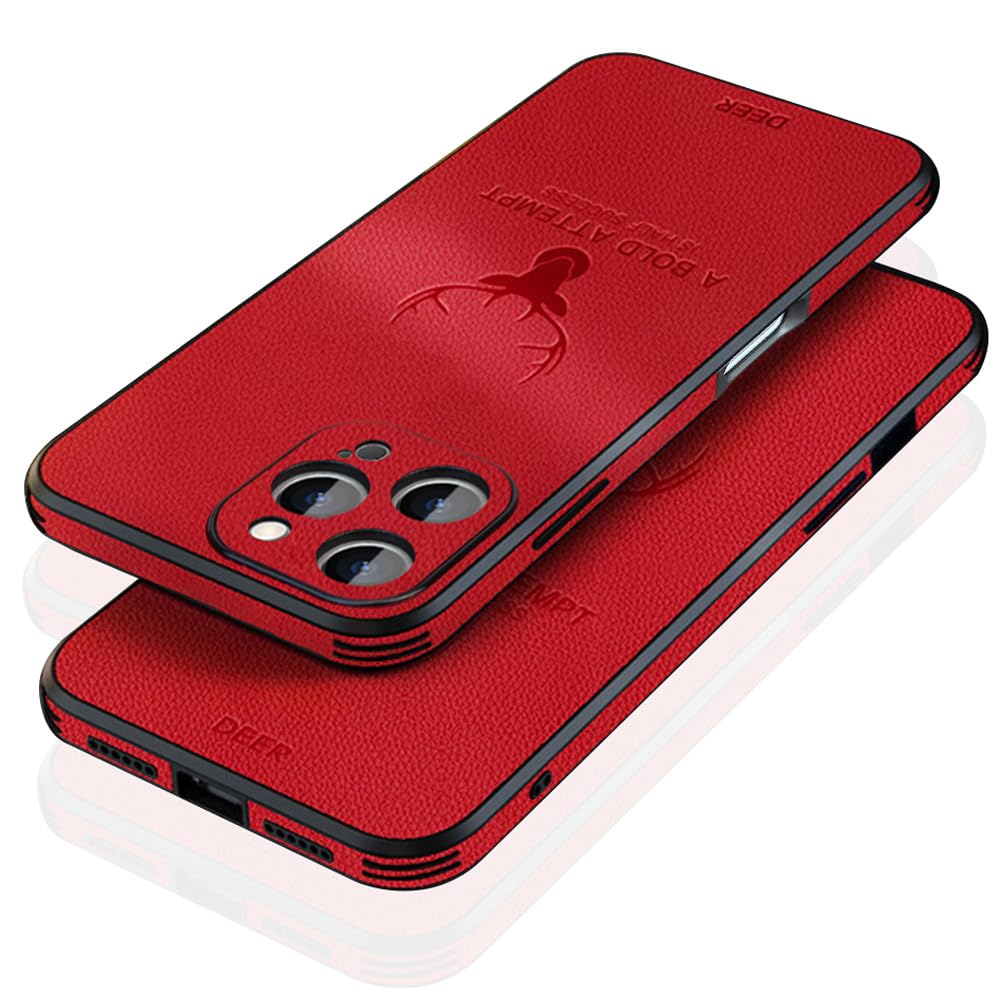 【送料無料】JOOBOY 2024新型 iPhone16 pro max 用 ケース 耐衝撃 薄型 レンズ保護 コンパクト PC素材 背面 高級なPUレザー ハードカバー マット加工 指紋防止 カメラ保護 携帯カバー アイフォン16 pro Max 用 カバー (赤, iPhone16 Pro Max 6.9")