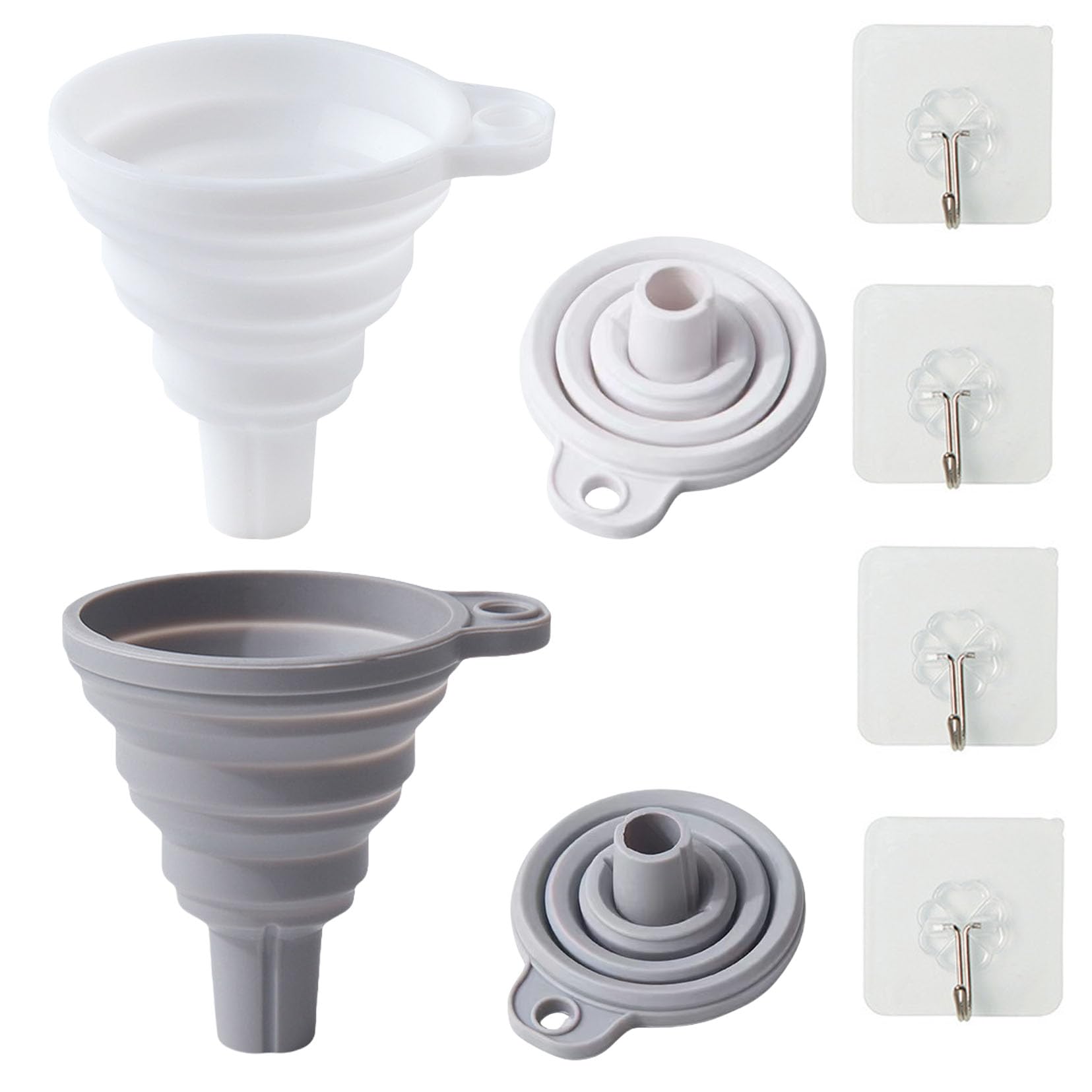 【送料無料】Tibemiじょうご 広口 折り畳み 漏斗 ミニ 4点セットろうと+4点セット壁掛けフック 粘着 オ..