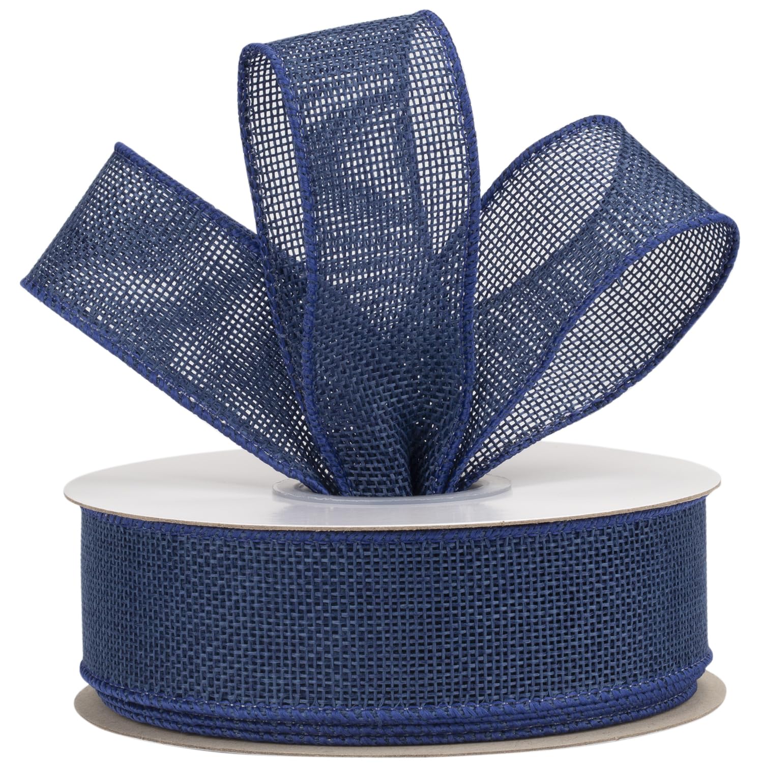 【送料無料】【AVANAVA】ネイビー幅38mmのワイヤー入りバーラップリボン、クラフト、リース、リボン作り、ギフト包装、クリスマスツリーの装飾、ホームデコレーション用 - 18メートル/ロール