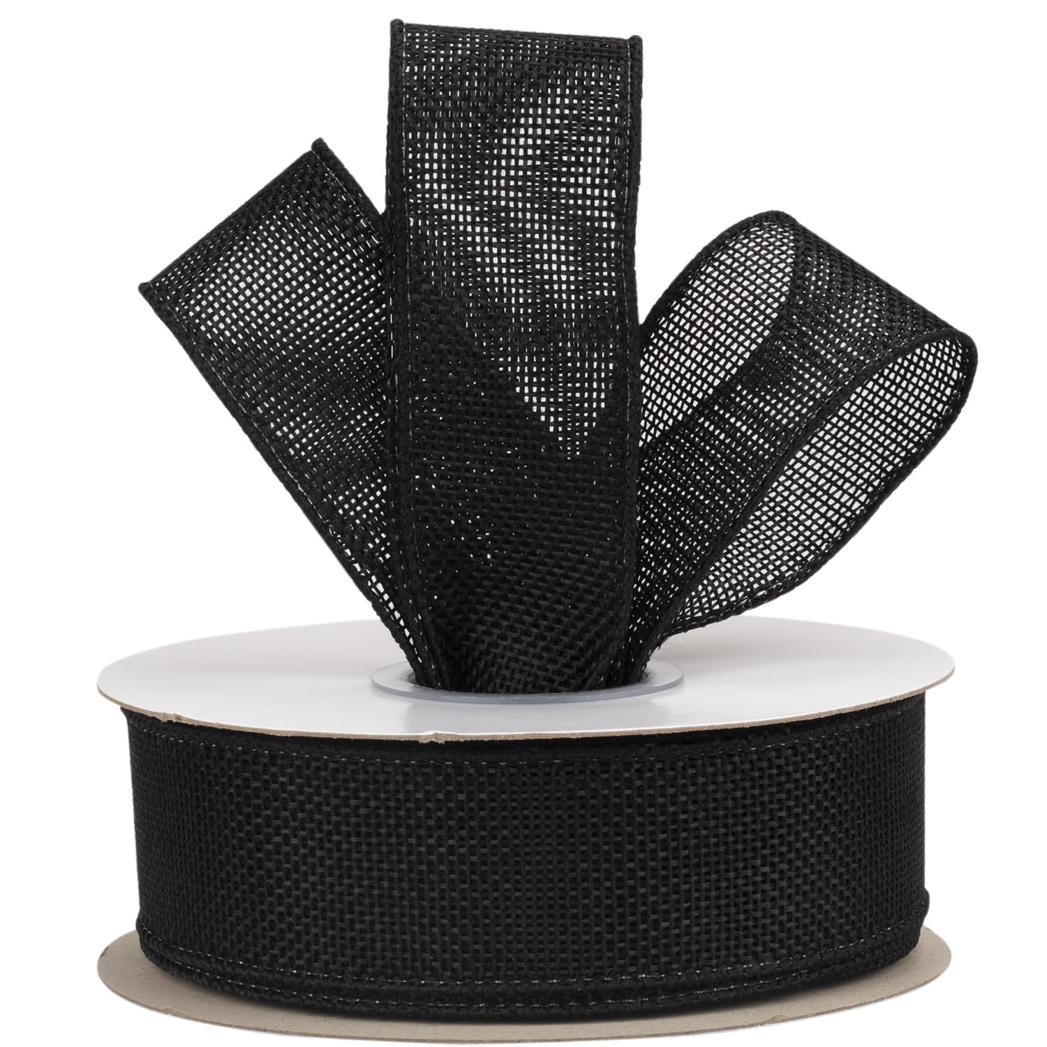 【送料無料】【AVANAVA】ブラック幅38mmのワイヤー入りバーラップリボン、クラフト、リース、リボン作り、ギフト包装、クリスマスツリーの装飾、ホームデコレーション用 - 18メートル/ロール