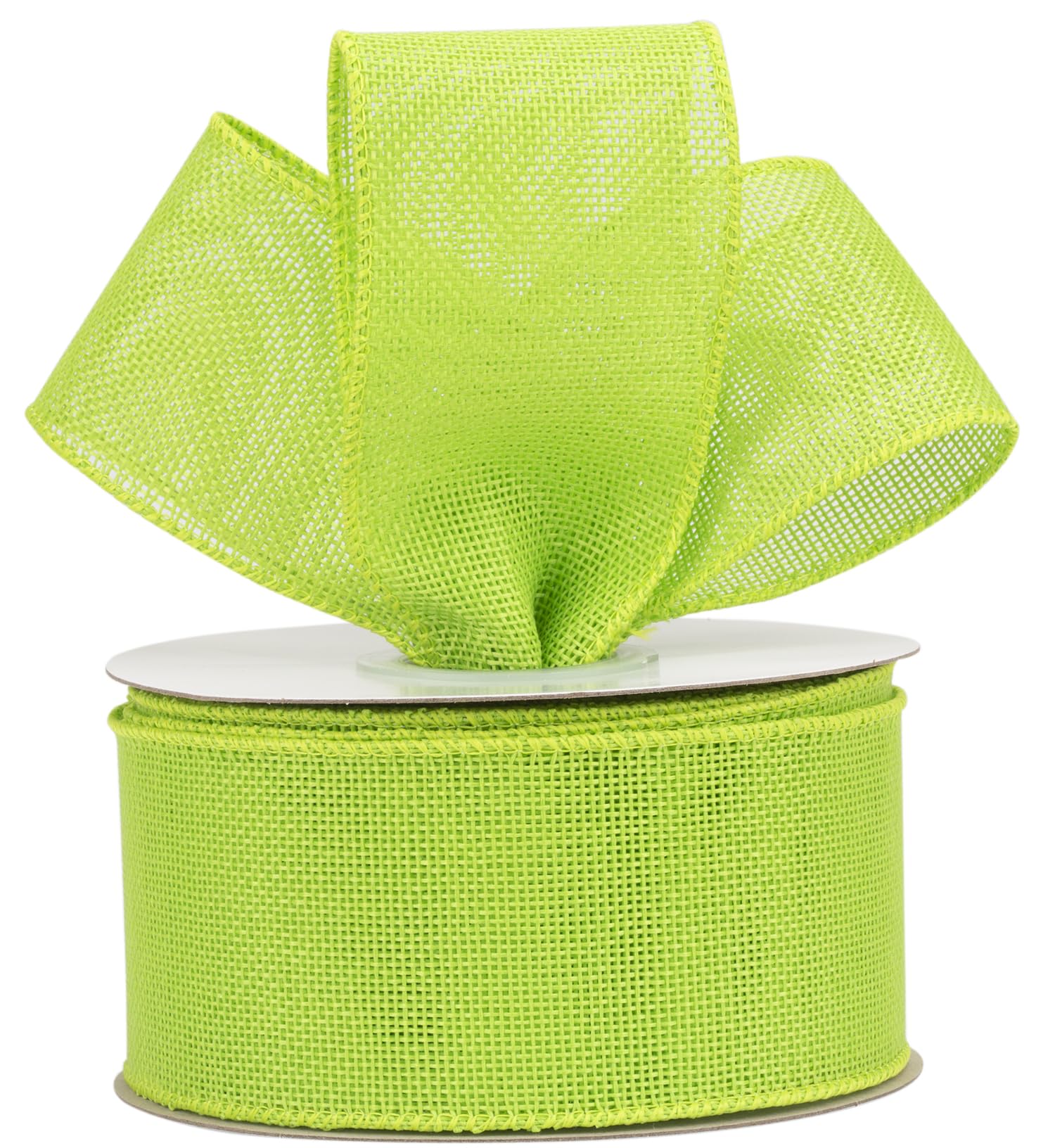 【送料無料】【AVANAVA】アップルグリーン幅63mmのワイヤー入りバーラップリボン、クラフト、リース、リボン作り、ギフト包装、クリスマスツリーの装飾、ホームデコレーション用 - 18メートル/ロール