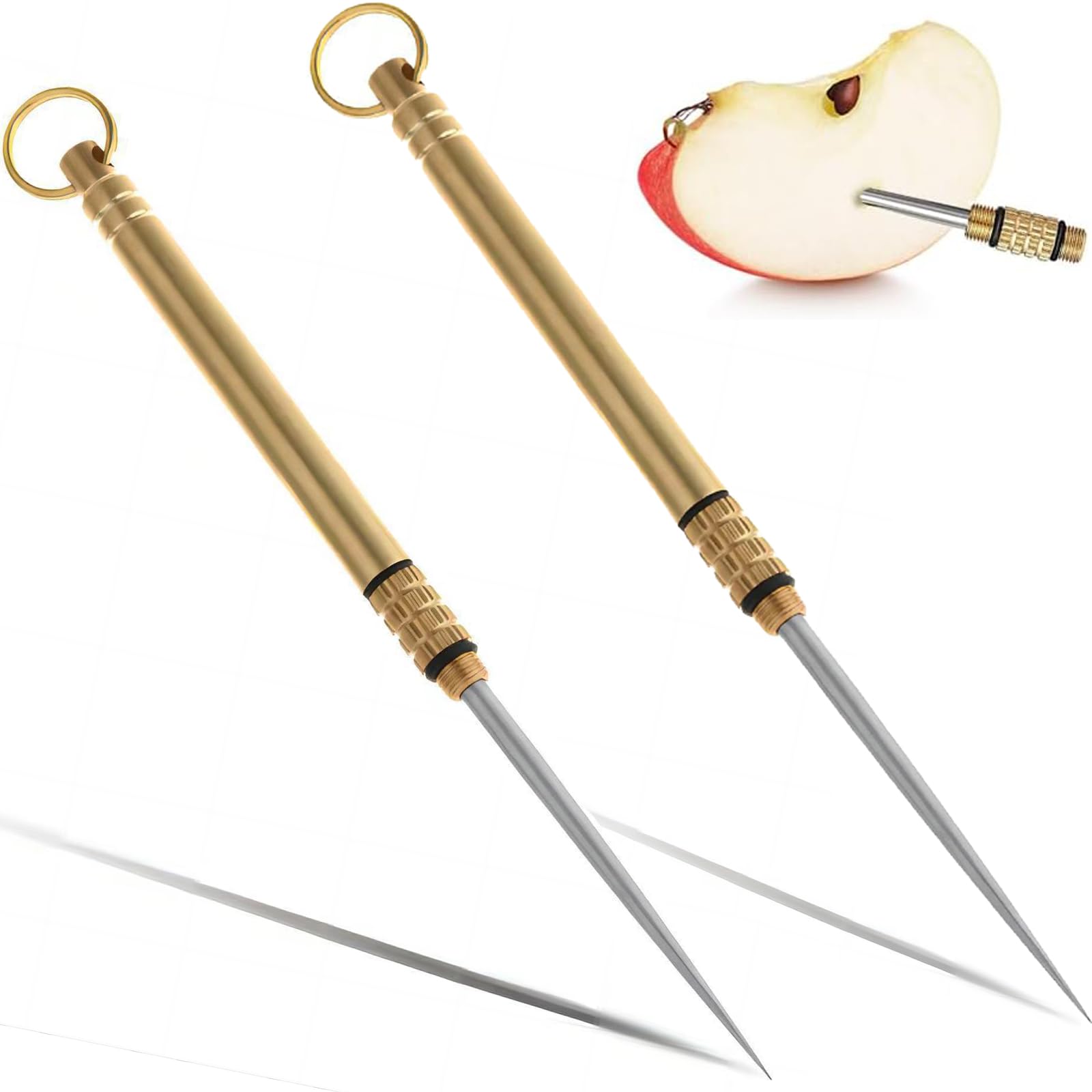 【送料無料】DEVENTORZ 多機能 爪楊枝 2個セット アウトドア 合金 チタン製 爪楊つまようじ チタン製 キーチェーン キーホルダー フルーツピック ポータブル 携帯用