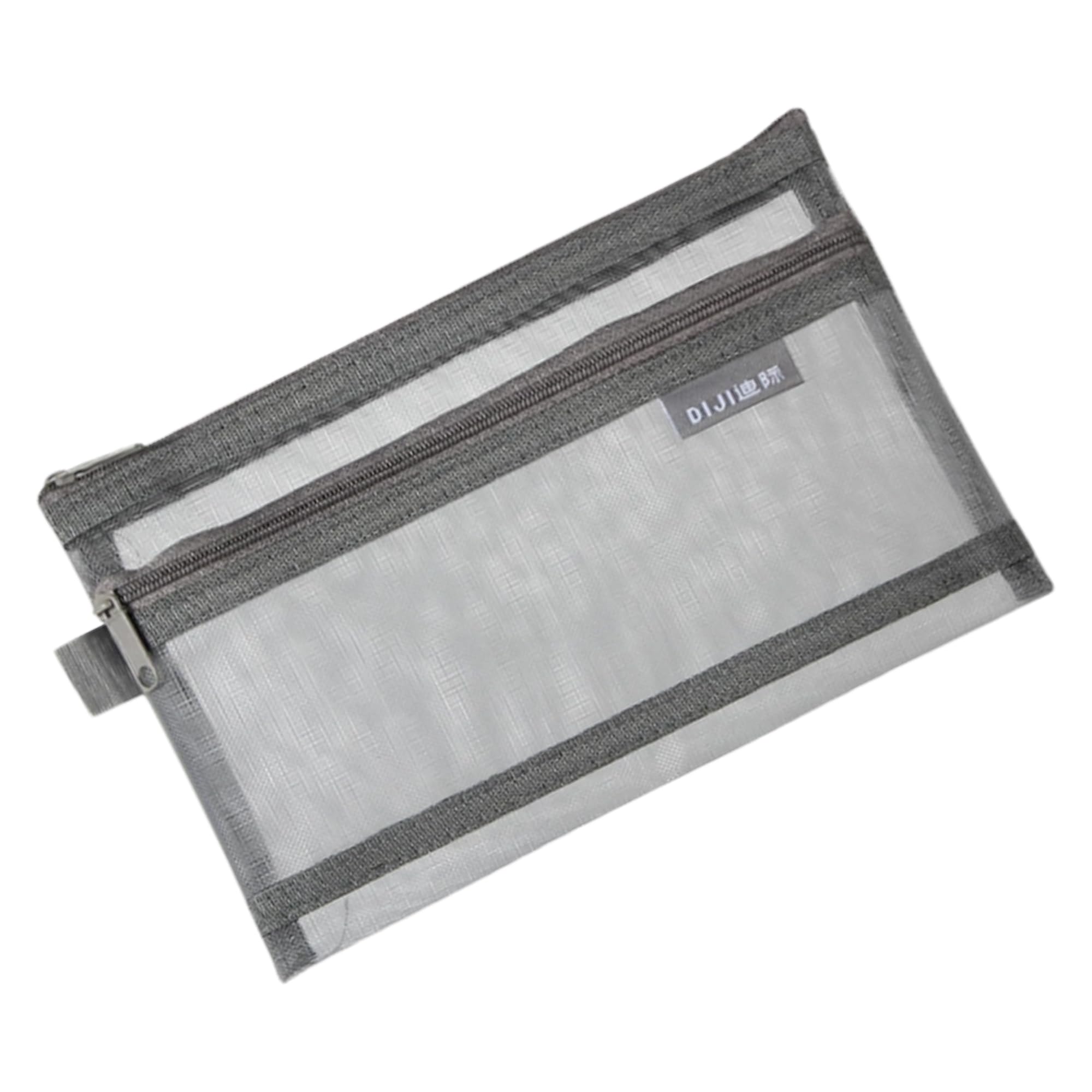 【送料無料】DEVENTORZ ペンケース メッシュペンポーチ 透明 大容量 多機能 クリアダブルレイヤー筆箱 旅行化粧バッグ 女の子 男の子 大人のオフィスや学生 子供用 シンプル 筆箱（グレー）