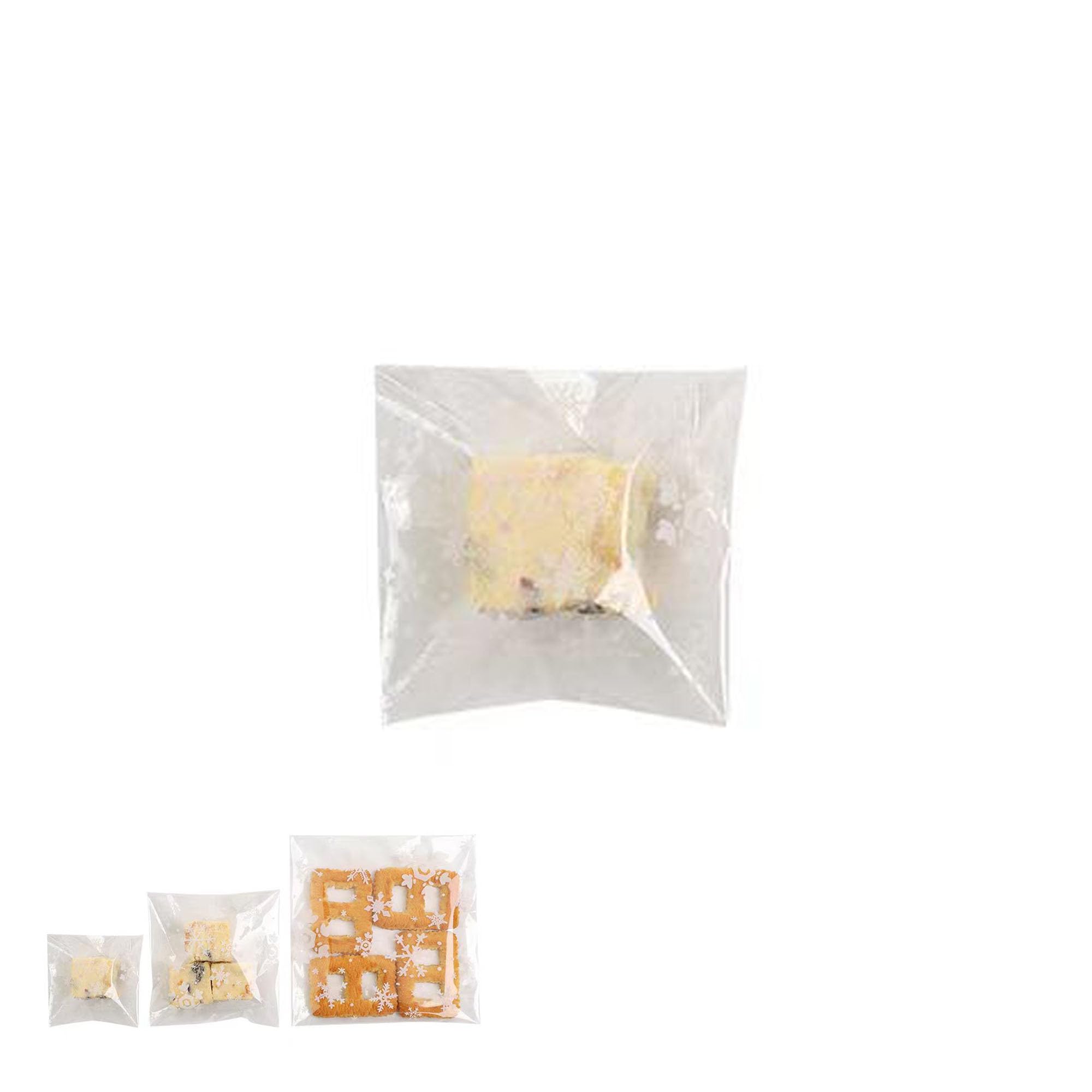 【送料無料】DEVENTORZ お菓子用 OPP袋 自己粘着 ラッピング袋 100個 透明 個包装袋 スノーフレークスタイル 自己粘着バッグ DIY 収納 菓子 製菓用品 手作り デコレーション キャンディ/クッキー/パン/ドライフルーツ/ヌガー/小物ギフト 包装