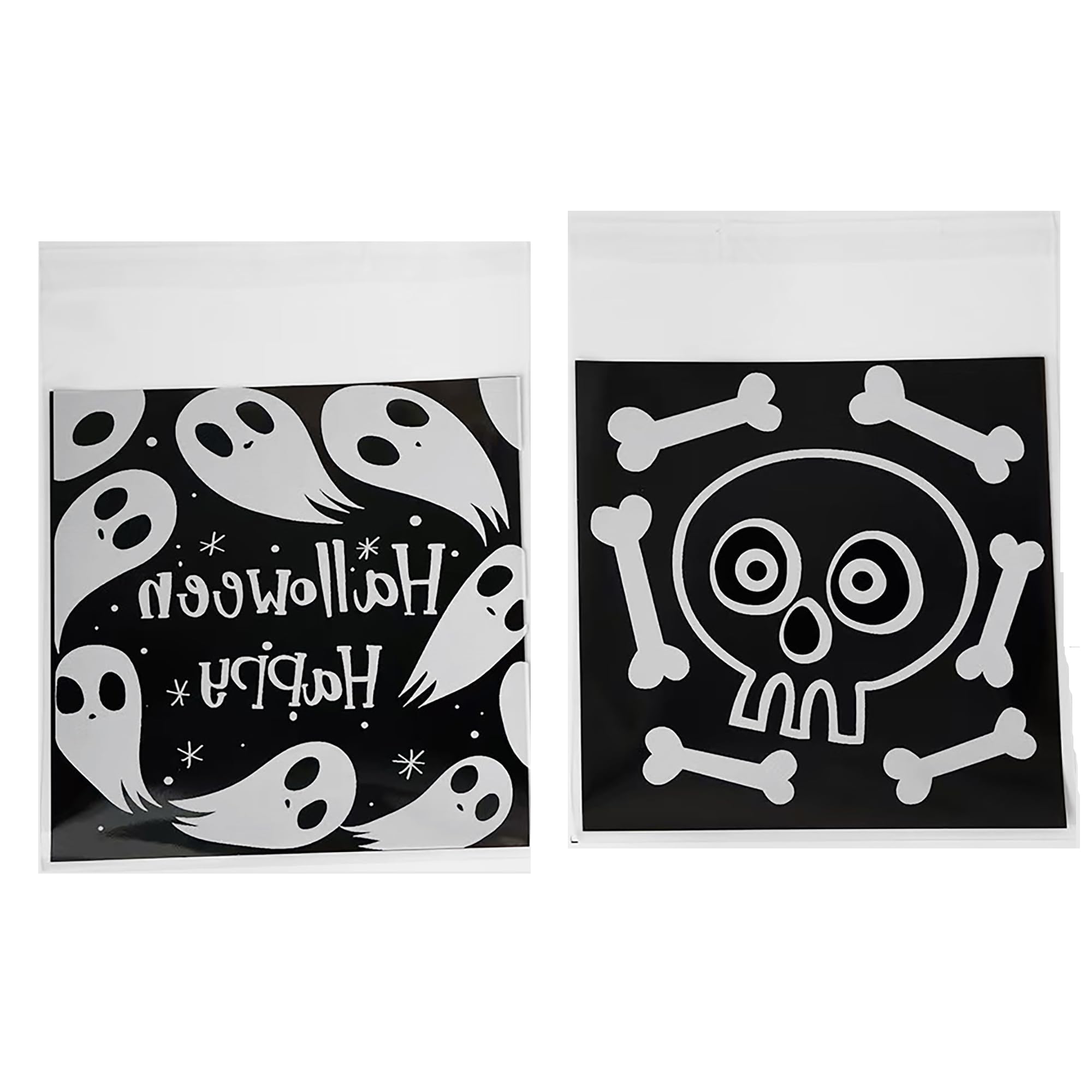 【送料無料】DEVENTORZ OPP 袋 ハロウィン 100個 ラッピング 袋 自粘着バッグ 個包装袋 DIY/手作り袋 ギフトバッグ 粘着テープ付き クッキー チョコ 製菓用品 ベーキング包装用袋（ハロウィン ブラック2柄ミックスセット 10×10 +3cm）