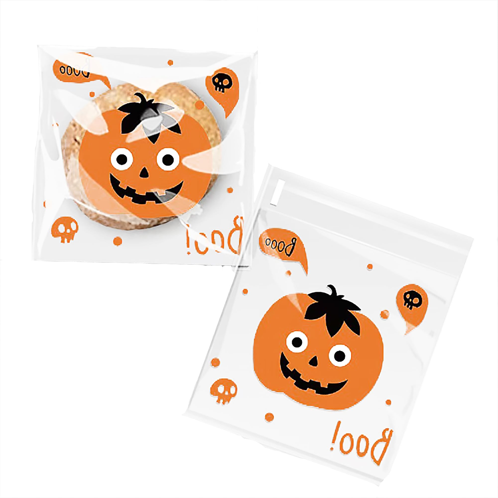 【送料無料】DEVENTORZ OPP 袋 ハロウィン 100個 ラッピング 袋 自粘着バッグ 個包装袋 DIY/手作り袋 ギフトバッグ 粘着テープ付き クッキー チョコ 製菓用品 ベーキング包装用袋（ハロウィン かぼちゃ柄ミックスパック 10×10 +3cm）