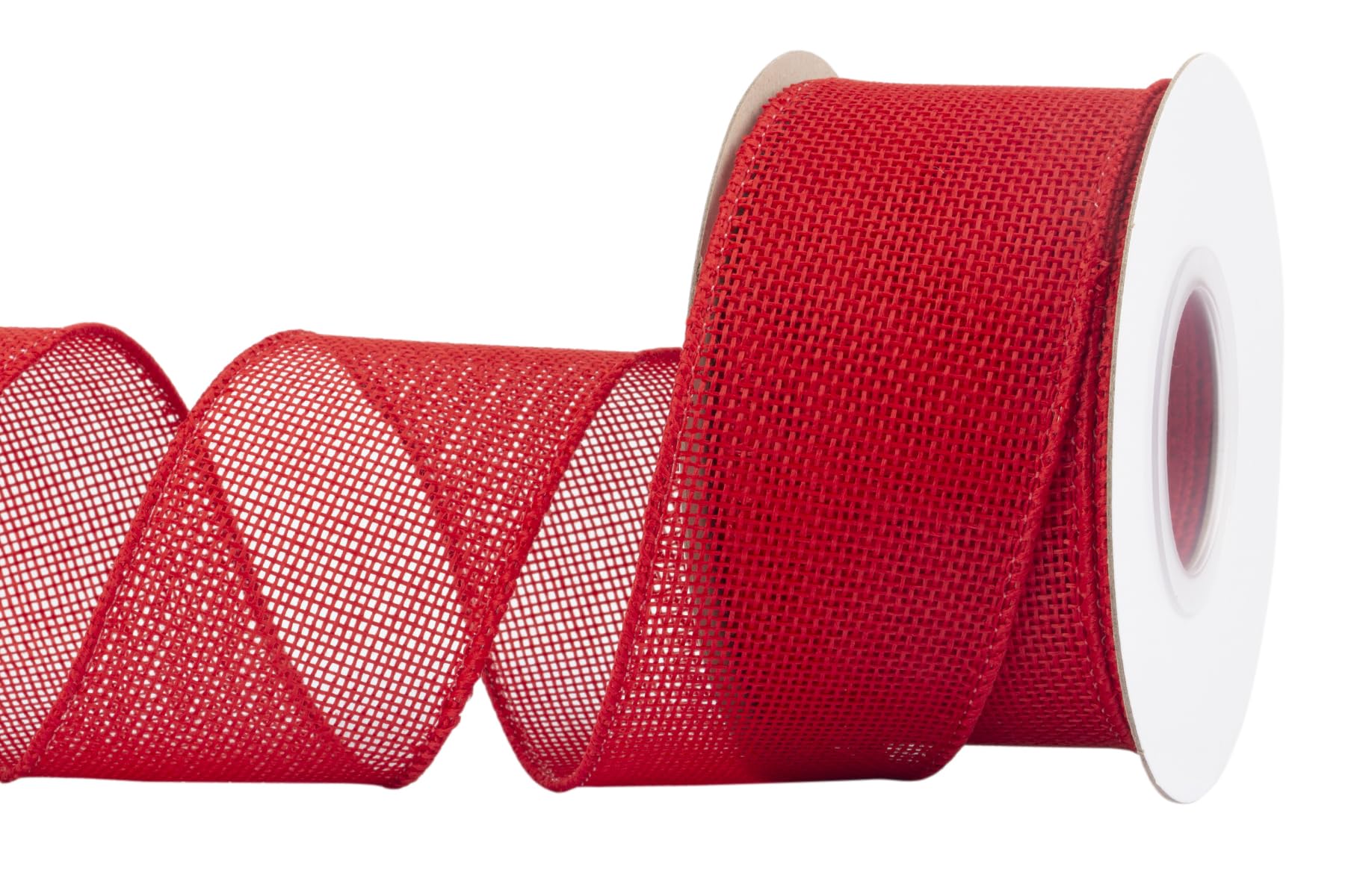 【送料無料】【Joycrosso】 バーラップワイヤエッジリボン、幅50mm x 9m巻き - ギフトラッピング・クリスマスツリー・手芸・花束・そして村風のレトロな装飾に最適です (赤)