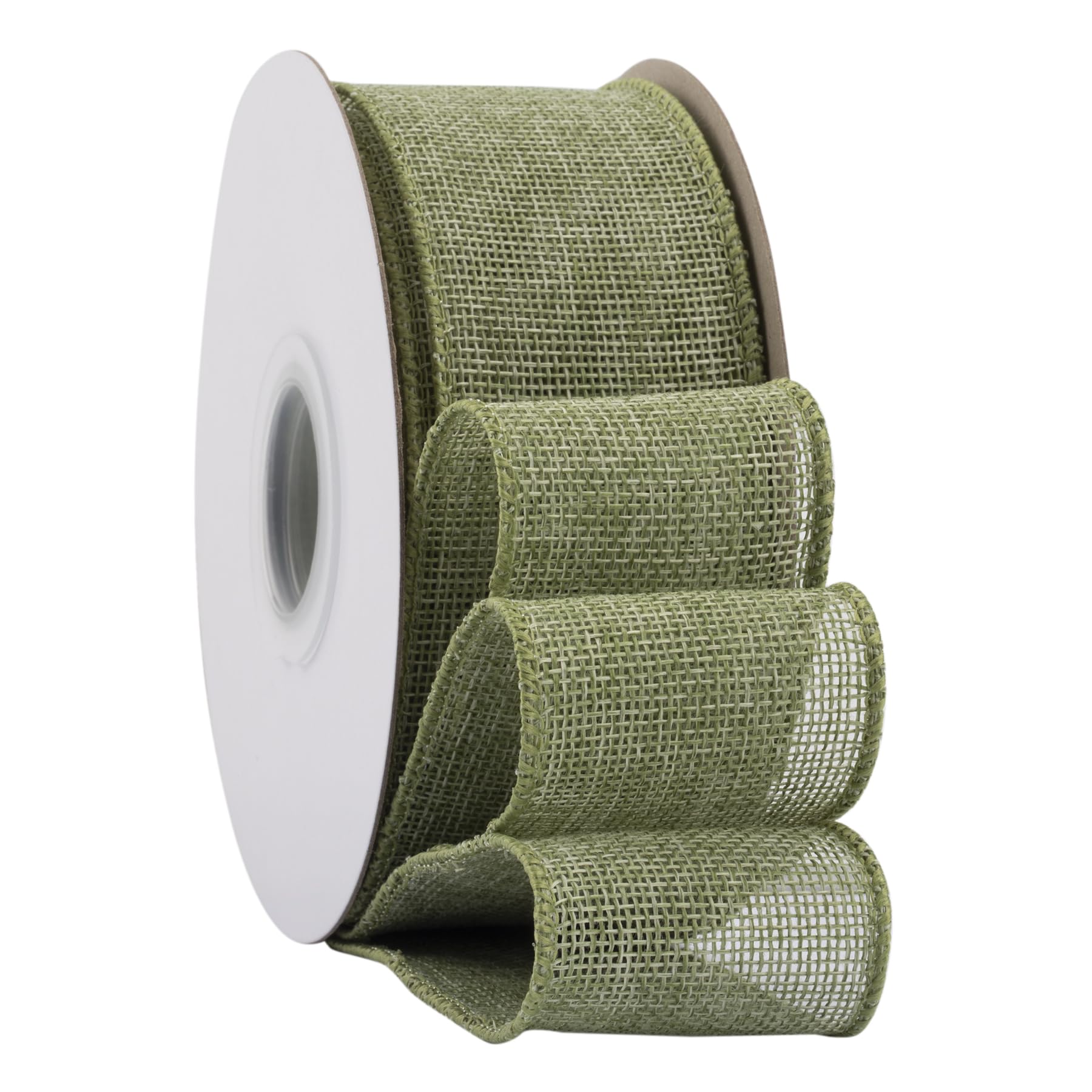 【送料無料】【Ribbonitlux】幅50mm バーラップワイヤーリボン 長さ18m ギフト包装、蝶結びの作り方、ナチュラルなウェディングの装飾、クリスマスツリーの飾りに最適 #567スプリングモス