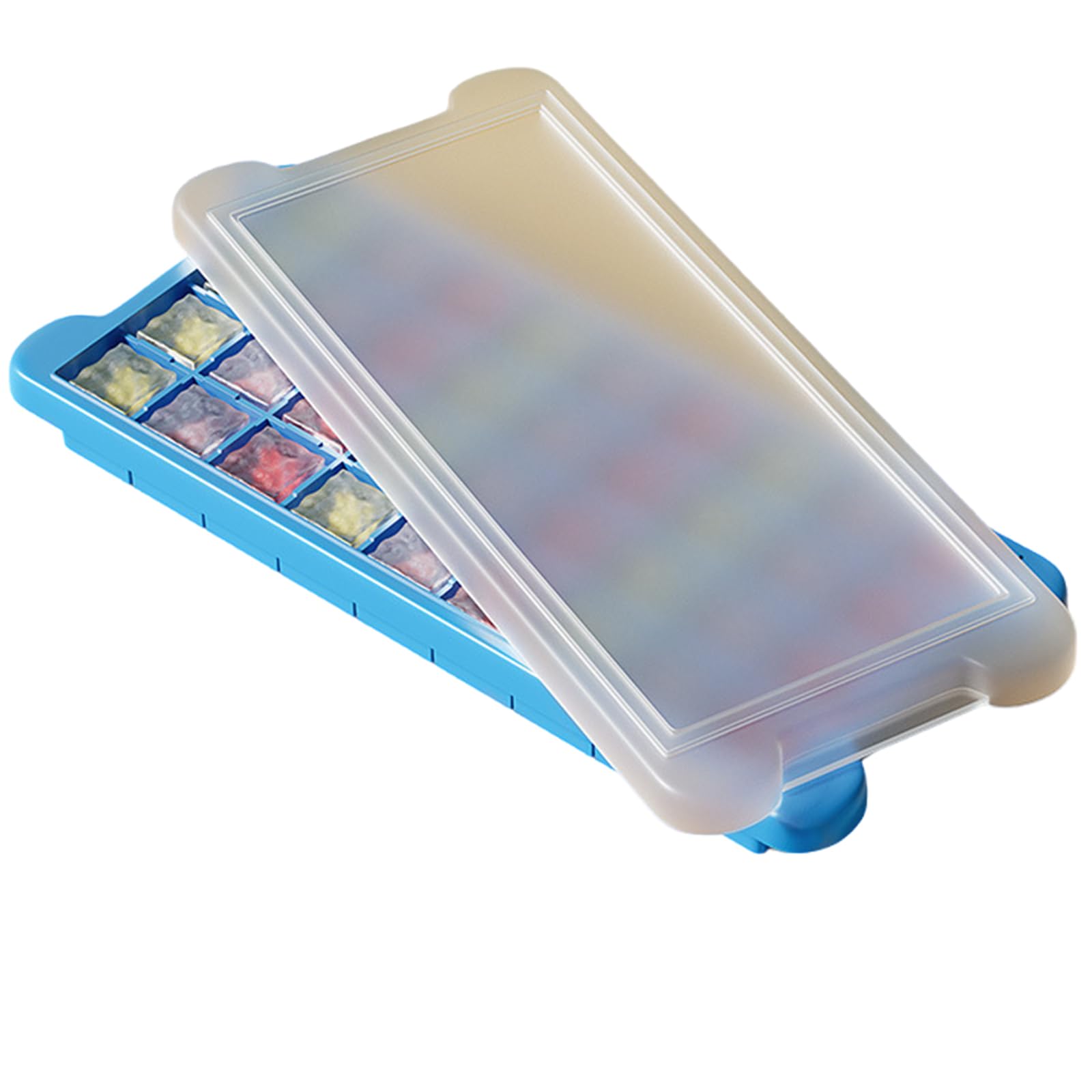 【送料無料】BLOOPIC 製氷皿 シリコン 蓋付き 押し出し式 柔軟 簡単取り出し 蓋付き 防塵 大容量 冷蔵..