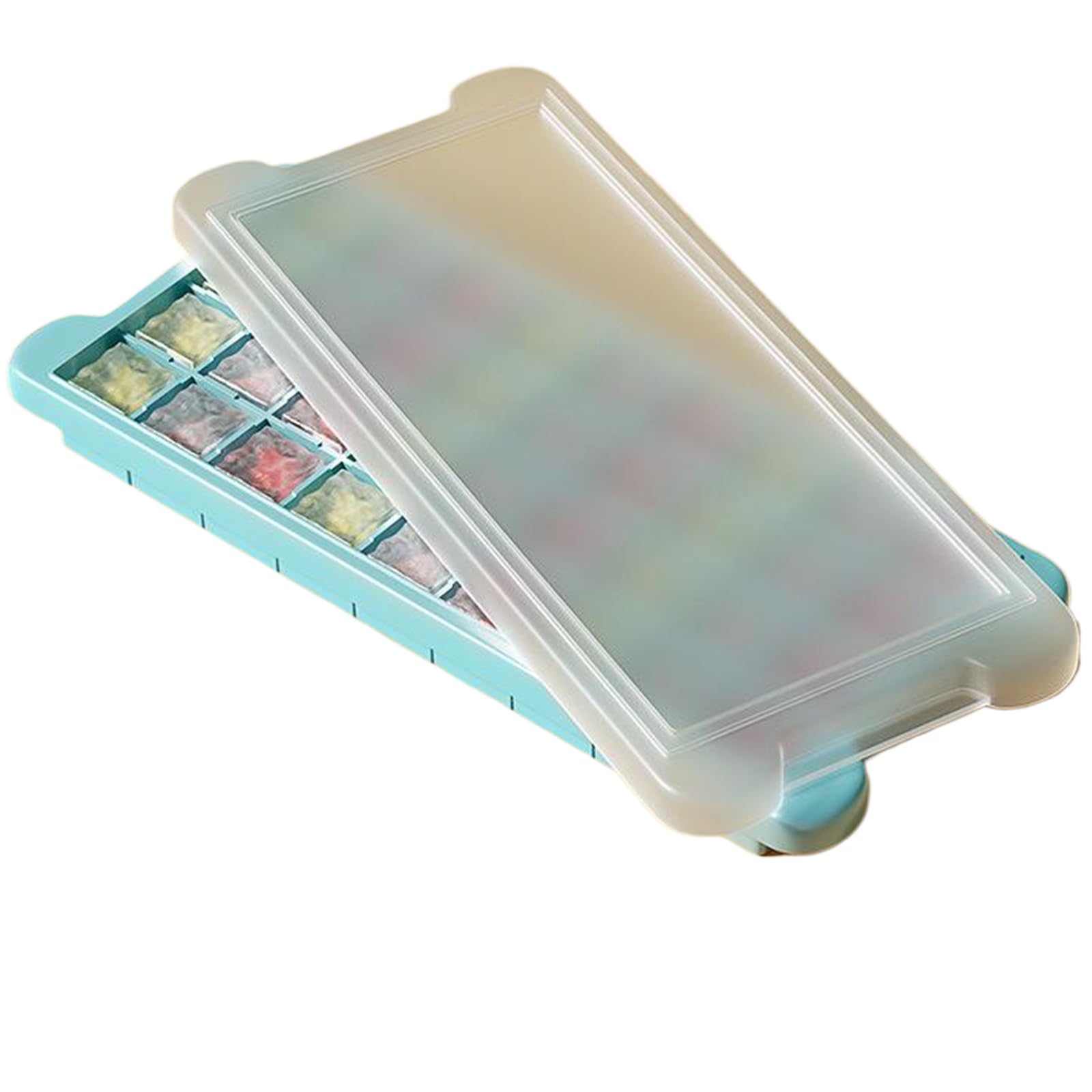 【送料無料】BLOOPIC 製氷皿 シリコン 蓋付き 押し出し式 柔軟 簡単取り出し 蓋付き 防塵 大容量 冷蔵庫用シリコン製製氷皿 冷凍庫収納 家庭用 (スカイブルー, 36個穴)