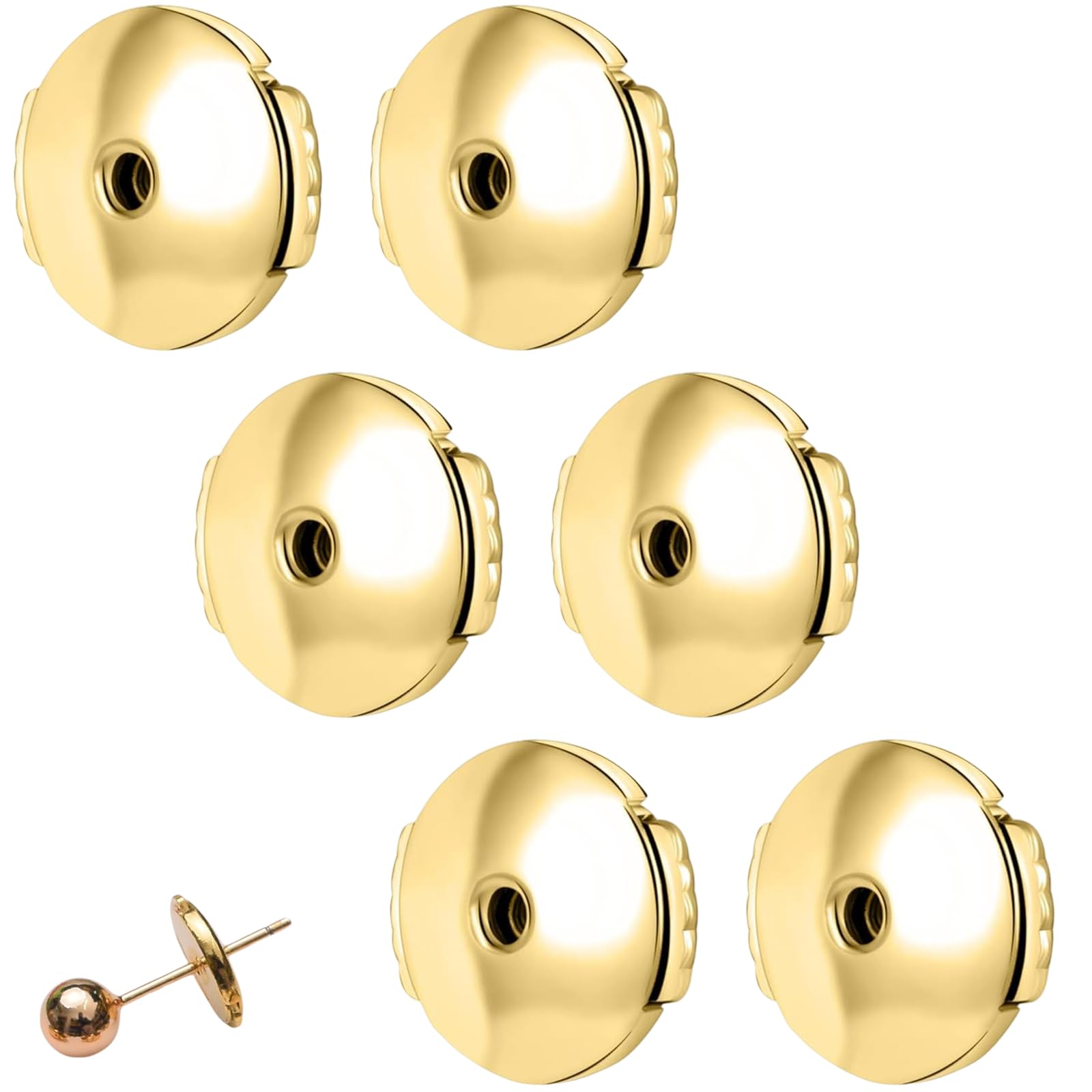 楽天COCO 生活便利グッズ【送料無料】BLOOPIC ピアスキャッチ （6個入り） シリコンイヤリングバックル 取れないピアスキャッチ 下向き防止 紛失防止 男女兼用 あらゆるタイプのイヤリングに適しています （ゴールド）