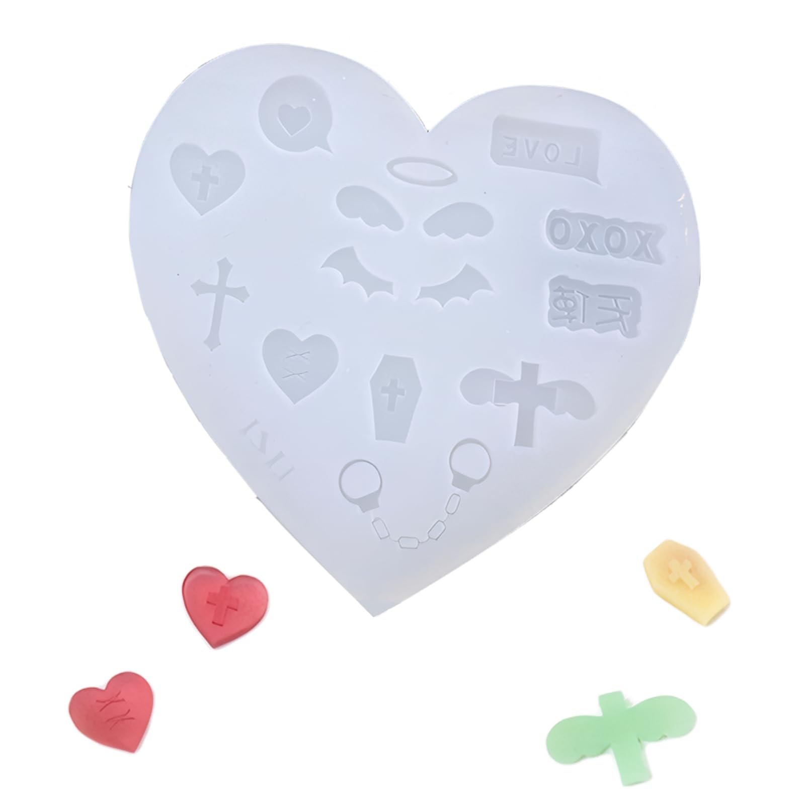 【送料無料】BLOOPIC シリコンモールド レジン モールド デコパーツ 天使悪魔シリーズ レジン型 DIY手作り アクセサリー型 ミニシリコン型 型から簡単に取り出せて 型を再利用できる 7.8cm x 7.2cm (大きい)