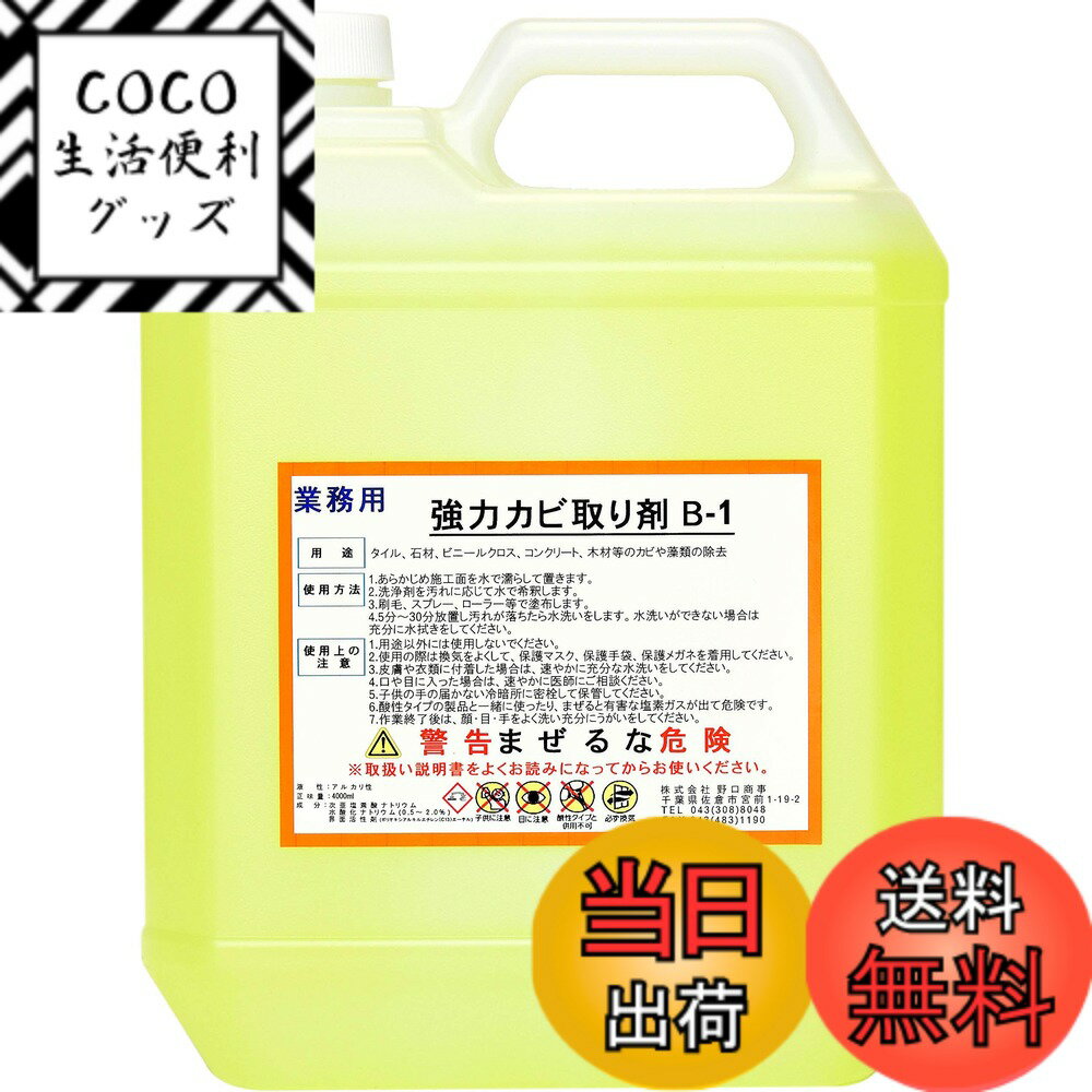 【送料無料】野口商事 強力カビ取り剤 B-1 業務用 超強力【詰め替えタイプ】4000ml 風呂 浴室 頑固な黒カビ取り剤