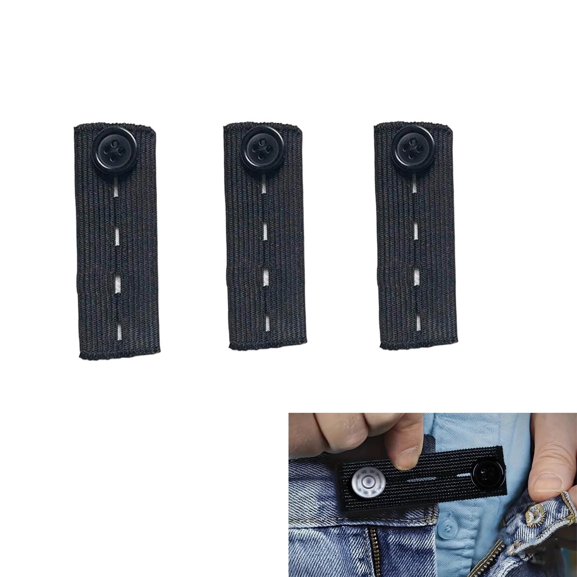 【送料無料】BLOOPIC ウエスト 調整 3枚組 ウエスト伸ばす エラスティック 弾力性 ボタン ウエストサイ..