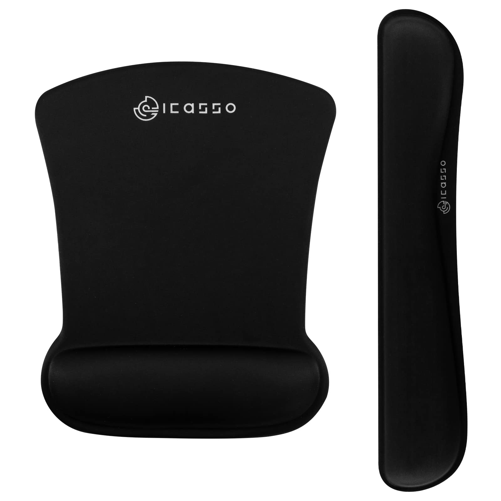【送料無料】iCasso マウスパッド リストレスト セット 防水 パームレスト ゲーミングマウスパッド リストレスト一体型 おしゃれ 低反発 キーボードクッション 滑り止め オフィス/ホーム用 男女兼用 2点セット 長さ44+20cm（ブラック）
