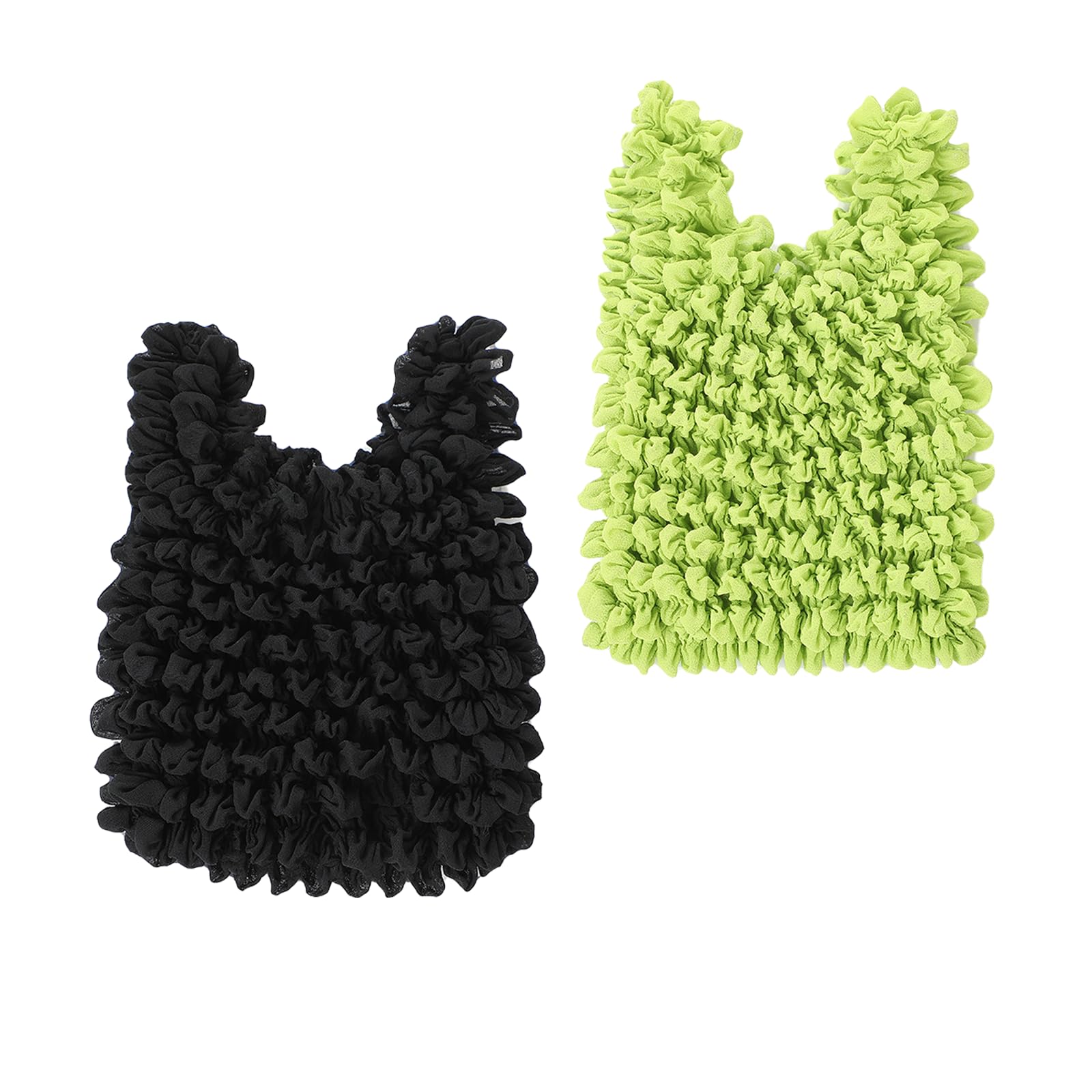 【送料無料】[Senteria] エコバッグ 絞り 2色組（ブラック＋グリーン） 大容量 伸縮自在 軽量 折り畳み不要 伸びる レジ袋 コンパクト 収納 くしゅくしゅ 持ち歩き 可愛い おしゃれ お買い物バッグ コンビニバッグ 大人 カジュアル シンプル レディー