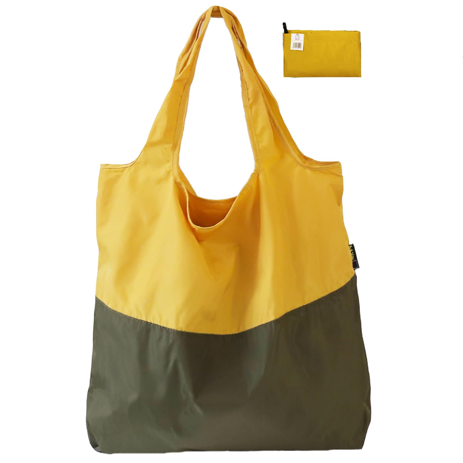 【送料無料】[Senteria] エコバッグ ショッピングバッグ 折りたたみ バッグ 買い物バッグ 肩掛け 軽量 大容量 大きい 防水 丈夫 洗える 収納簡単 おしゃれ 可愛い 無地 コンビニ スーパー イエロー