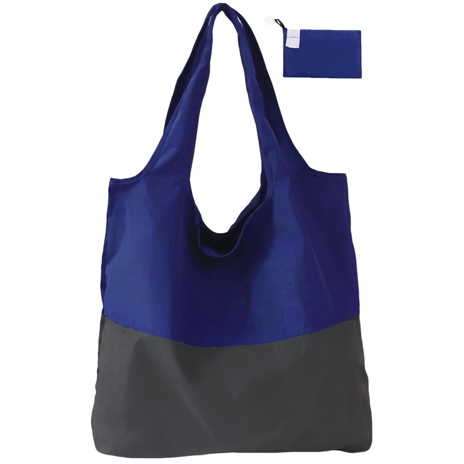 【送料無料】[Senteria] エコバッグ ショッピングバッグ 折りたたみ バッグ 買い物バッグ 肩掛け 軽量 大容量 大きい 防水 丈夫 洗える 収納簡単 おしゃれ 可愛い 無地 コンビニ スーパー ダークブルー