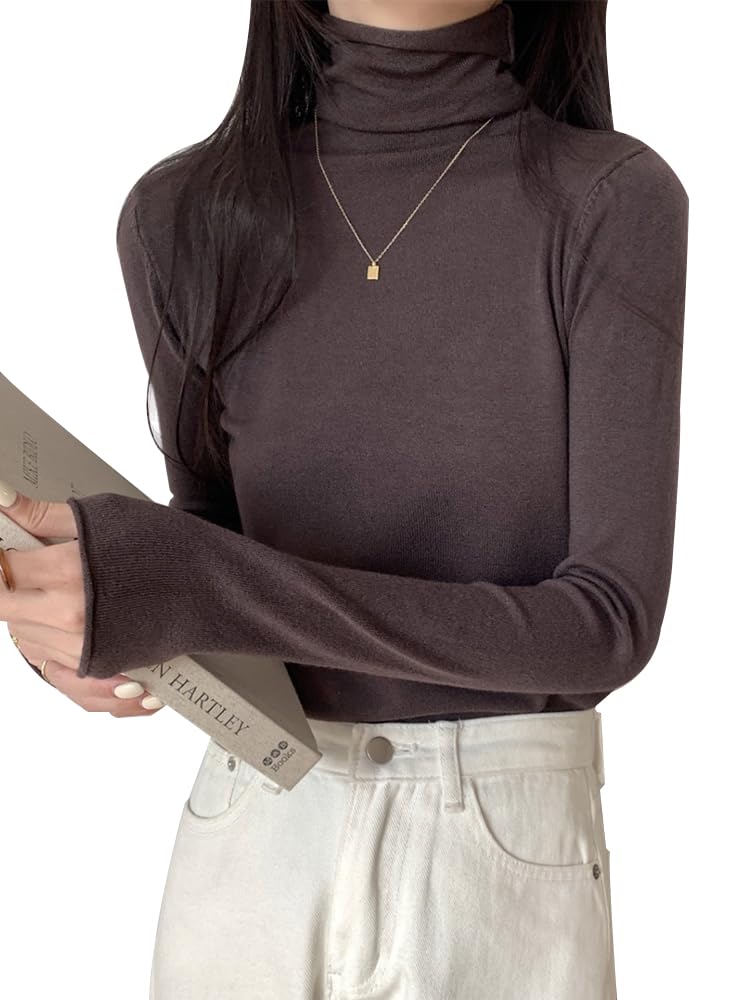 【送料無料】WOFOSY セーター レディース ハイネック 長袖 無地 シンプル 暖かい インナー ニット 着せ..