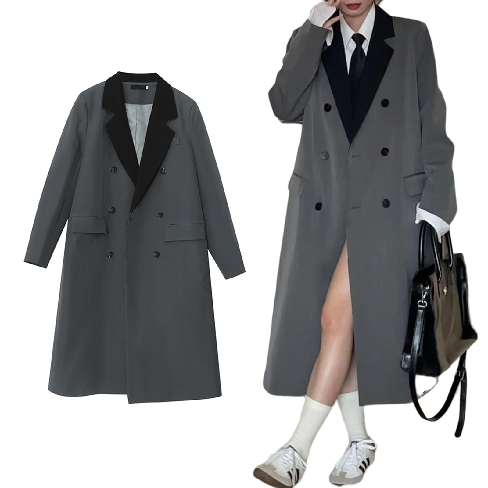 【送料無料】[MERONOCALLALY] トレンチコート レディース チェスターコート 膝下丈 中厚手 ポケットあり 裏付き 落ち感 大きいサイズ ロングコート 秋 春