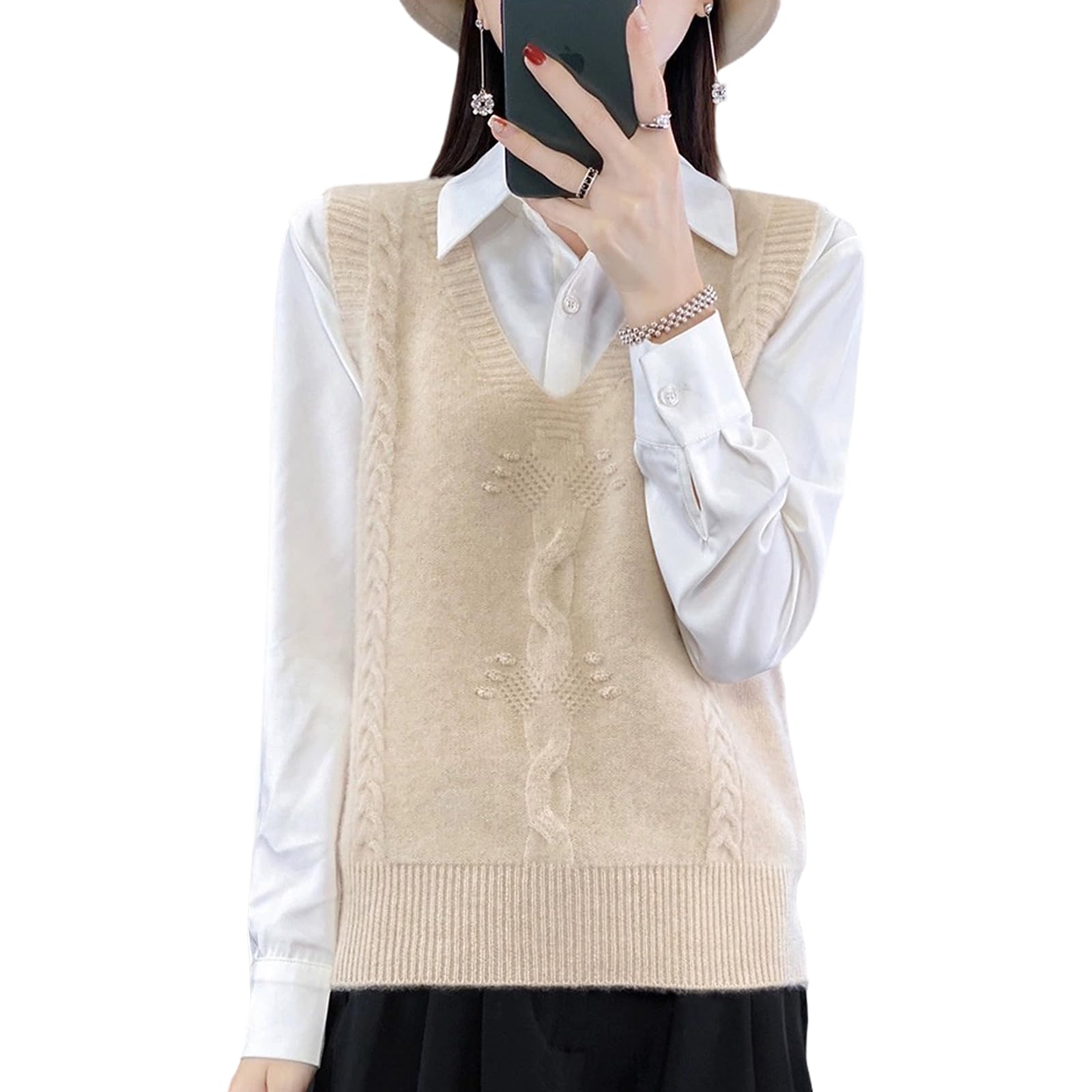 【送料無料】[Guooryvner] グオーリーブナー ニットベスト レディース セーターベスト ニット vネック 大きいサイズ ゆったり 春 秋 冬 セーター オフィス ベスト オーバーサイズ ノースリーブ 薄手 秋服 おしゃれ トップス カジュアル 通勤 韓国