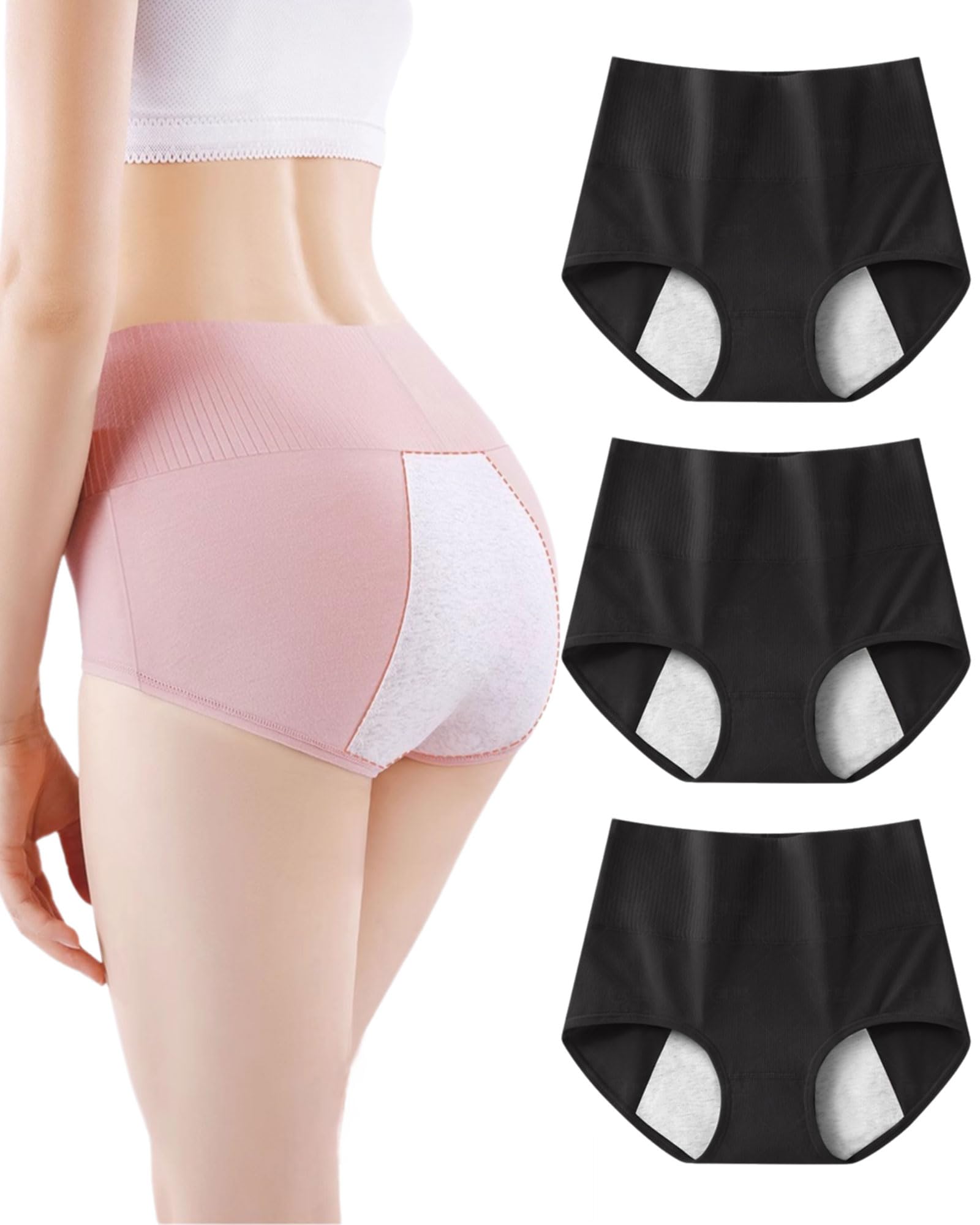 【送料無料】[Sheepyo] サニタリーショーツ 生理用ショーツ 3枚セット 生理用パンツ ハイウエスト 吸水..