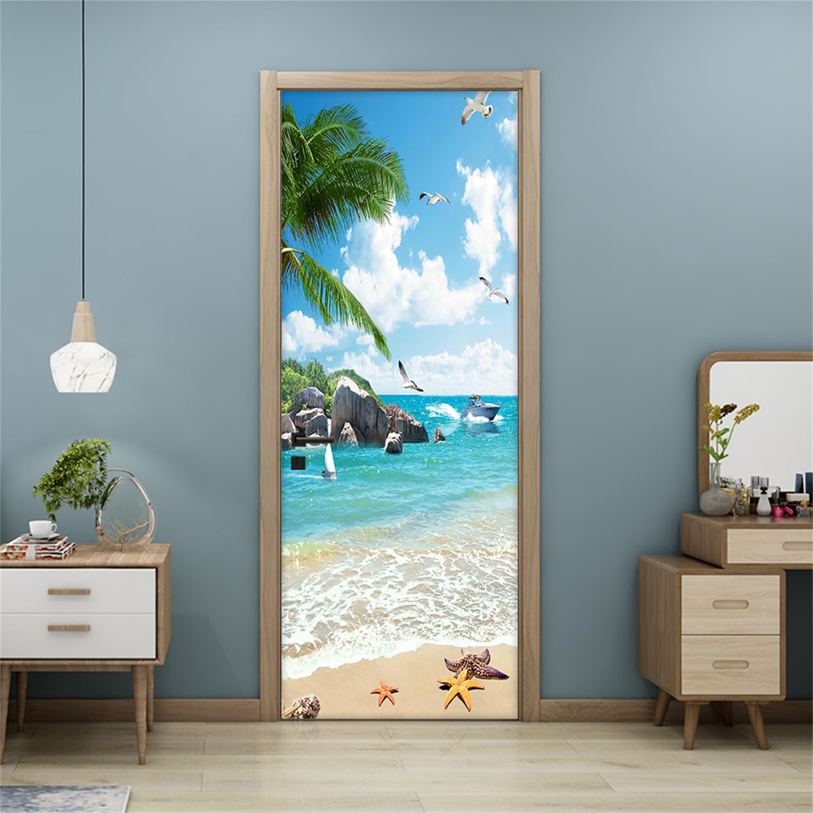 【送料無料】HOTIYOK ウォール ステッカー おしゃれ 海 風景 ハワイ ビーチ 青空 白い雲 壁紙 シール ..