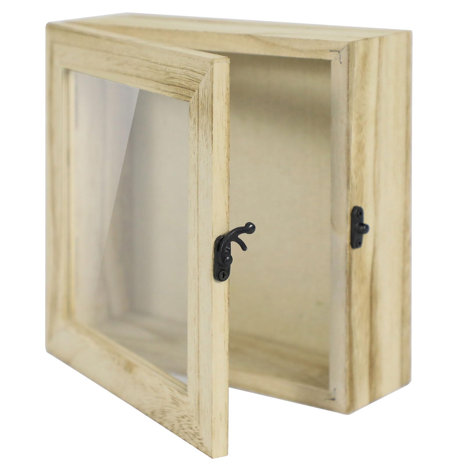 【送料無料】Telarana 額縁 写真立て フォトフレーム 標本箱 シャドウボックス 立体額 ボックスフレーム ポスターフレーム パネルフレーム マグネット付き 原木炭焼色「外径 266 x 266 x 74 MM 内径244 x 244 x 54.5 MM」