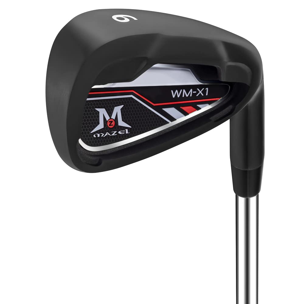 【送料無料】MAZEL (マゼル) WM-X1/2 ゴルフ クラブ アイアン スチールシャフト 単品(番手:1,2,3,4,5,6,7,8,9,AW,PW,SW) メンズ 右用/左用 フレックス:S バッグなし・クラブのみ (黒，単品 番手:6, 右利き)