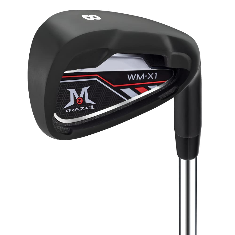 【送料無料】MAZEL (マゼル) WM-X1/2 ゴルフ クラブ アイアン スチールシャフト 単品(番手:1,2,3,4,5,6,7,8,9,AW,PW,SW) メンズ 右用/左用 フレックス:S バッグなし・クラブのみ (黒，単品 番手:8, 右利き)