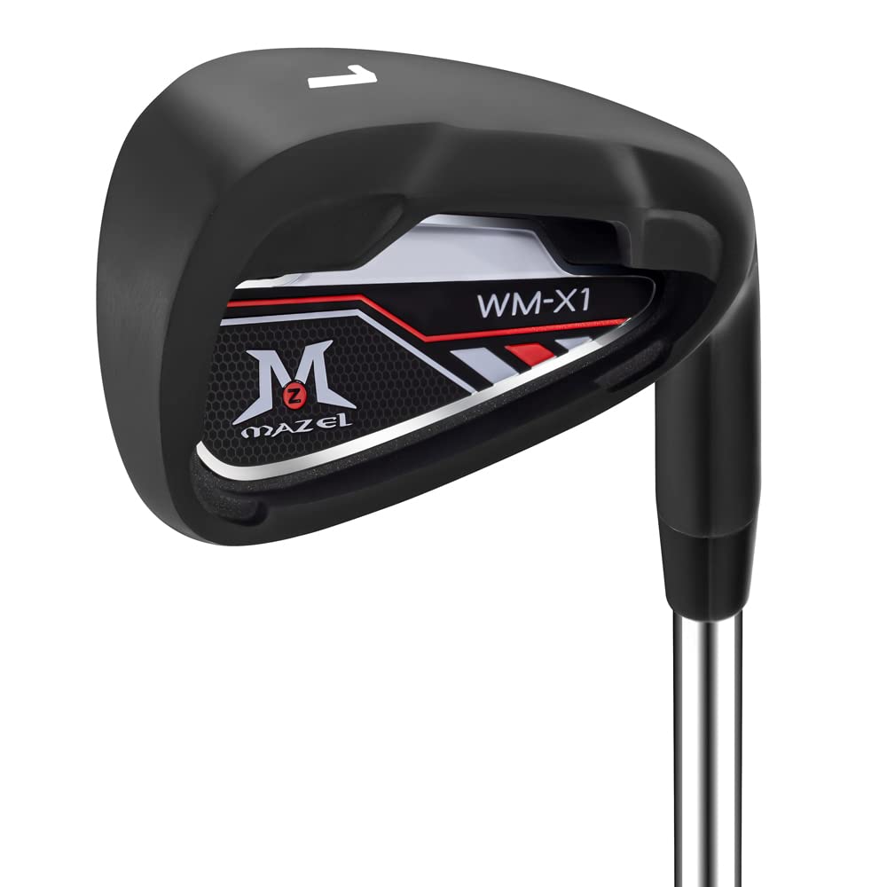【送料無料】MAZEL (マゼル) WM-X1/2 ゴルフ クラブ アイアン スチールシャフト 単品(番手:1,2,3,4,5,6,7,8,9,AW,PW,SW) メンズ 右用/左用 フレックス:S バッグなし・クラブのみ (黒，単品 番手:1, 右利き)