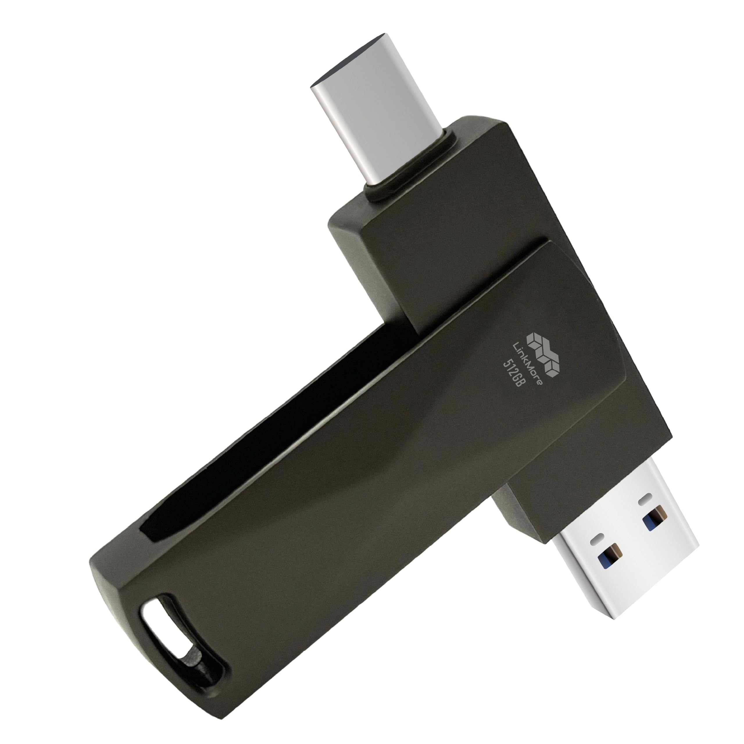 【送料無料】LinkMore 512GB ポータブルSSD USB-A/Type-C 両対応 360度回転式 USB3.2 Gen1 SSD外付け【読込最大530MB/s】