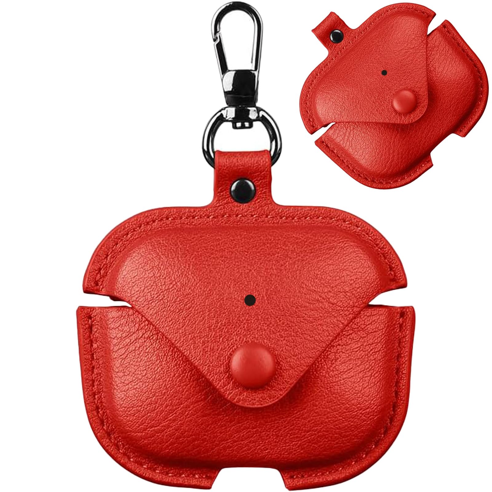 【送料無料】CIOODDW airpods4 ケース対応 airpods 4 高級本革 PUレザー ケース 革 全面保護 充電 LEDライトが見える 耐衝撃 軽量 キズ防止 おしゃれ ワイヤレス充電対応 キーホルダー付き エアポッツ第四世代 カバー（レッド）