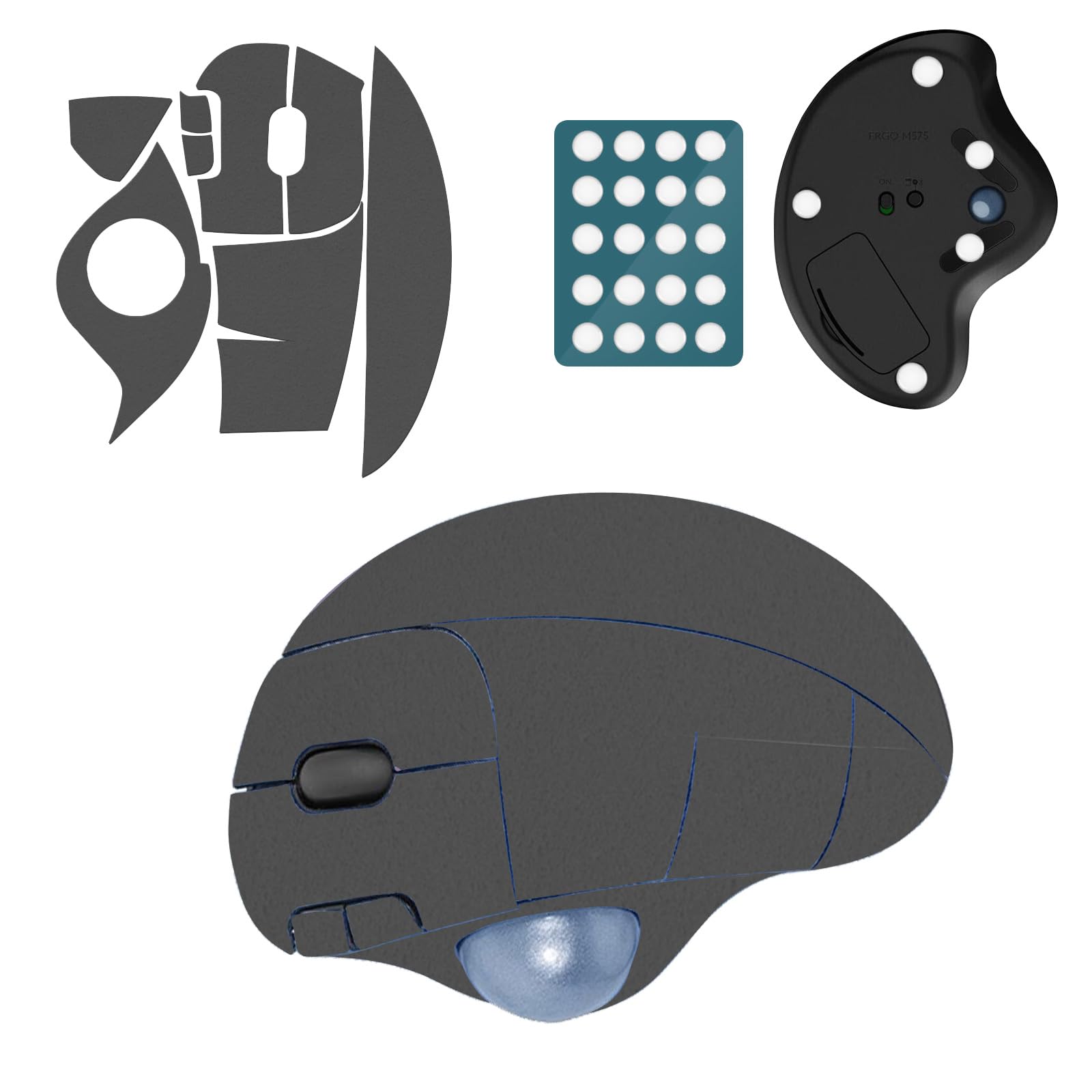 【送料無料】KONXISA For ロジクール M575 用 マウスグリップ テープ(1枚セット)+マウス フィート(1枚..
