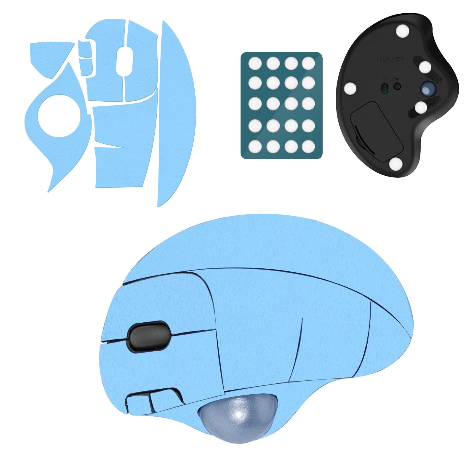 【送料無料】KONXISA For ロジクール M575 用 マウスグリップ テープ(1枚セット)+マウス フィート(1枚..