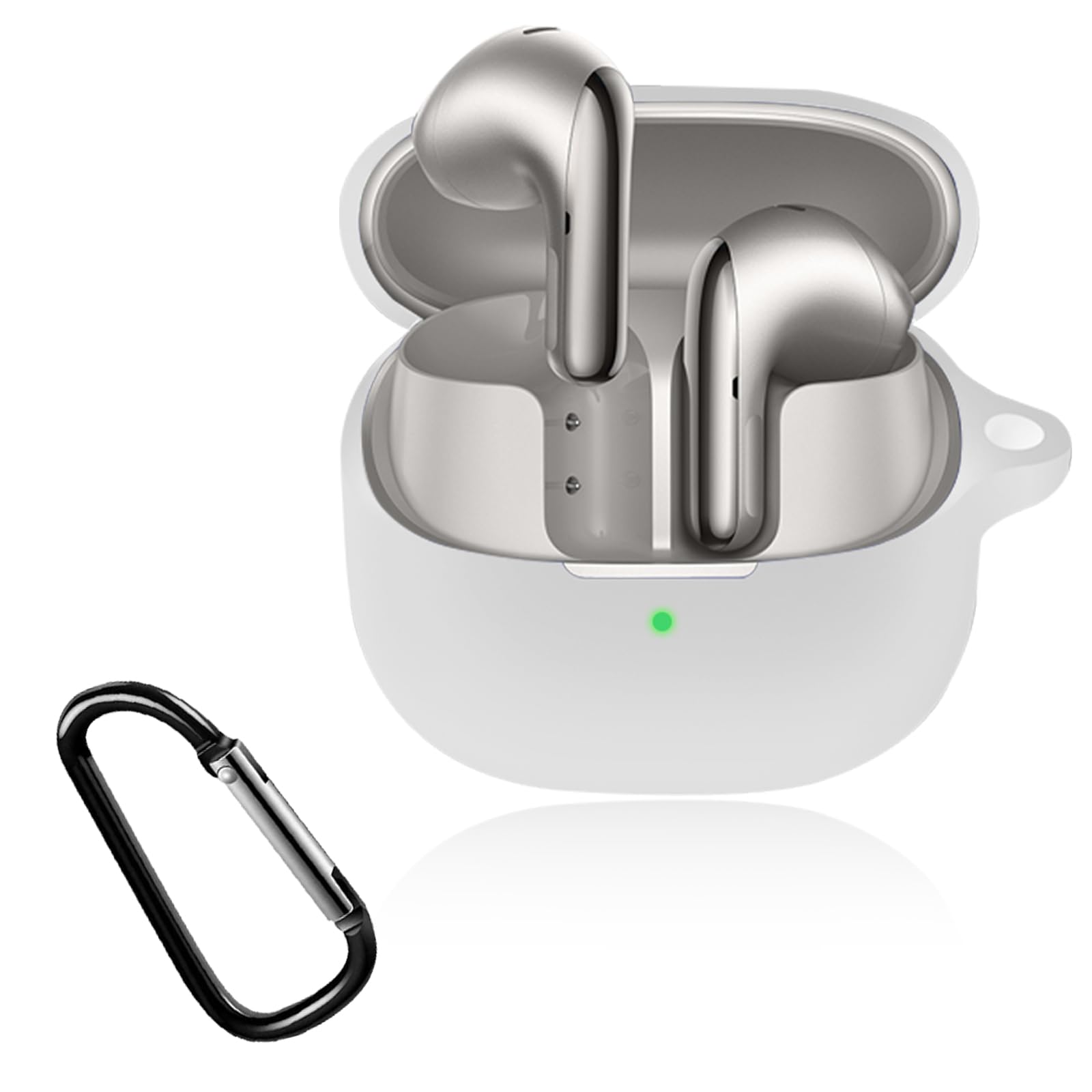 【送料無料】For Xiaomi Buds 5 ケース 全面保護カバー Greerass シリコンケース キズ防止 耐衝撃 充電対応 紛失防止 防水 防塵 着脱簡単 シリコン製 落下防止 柔らかい 軽量 收納ケース Xiaomi Buds 5 用 保護カバー (ホワイト)