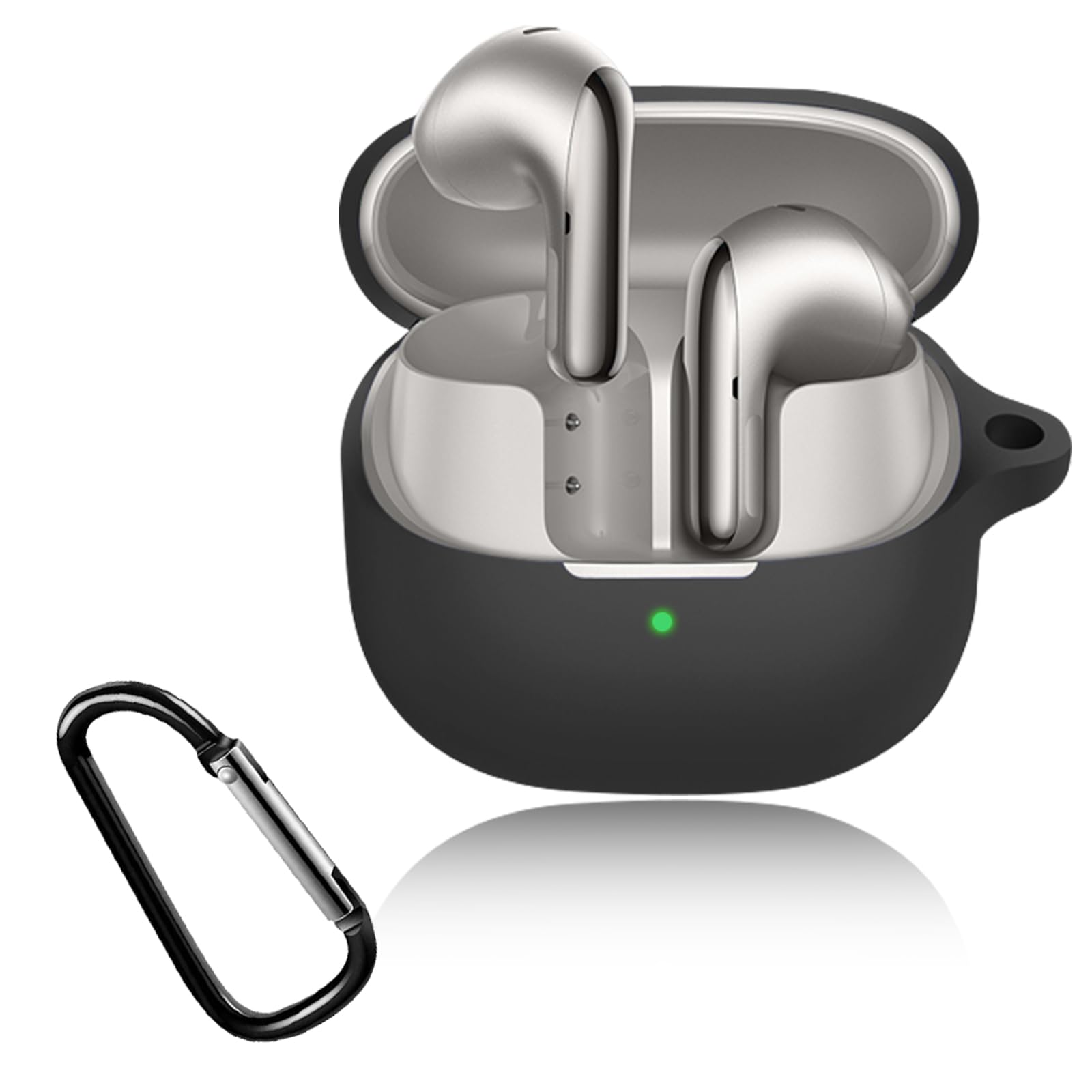 【送料無料】For Xiaomi Buds 5 ケース 全面保護カバー Greerass シリコンケース キズ防止 耐衝撃 充電対応 紛失防止 防水 防塵 着脱簡単 シリコン製 落下防止 柔らかい 軽量 收納ケース Xiaomi Buds 5 用 保護カバー (ブラック)