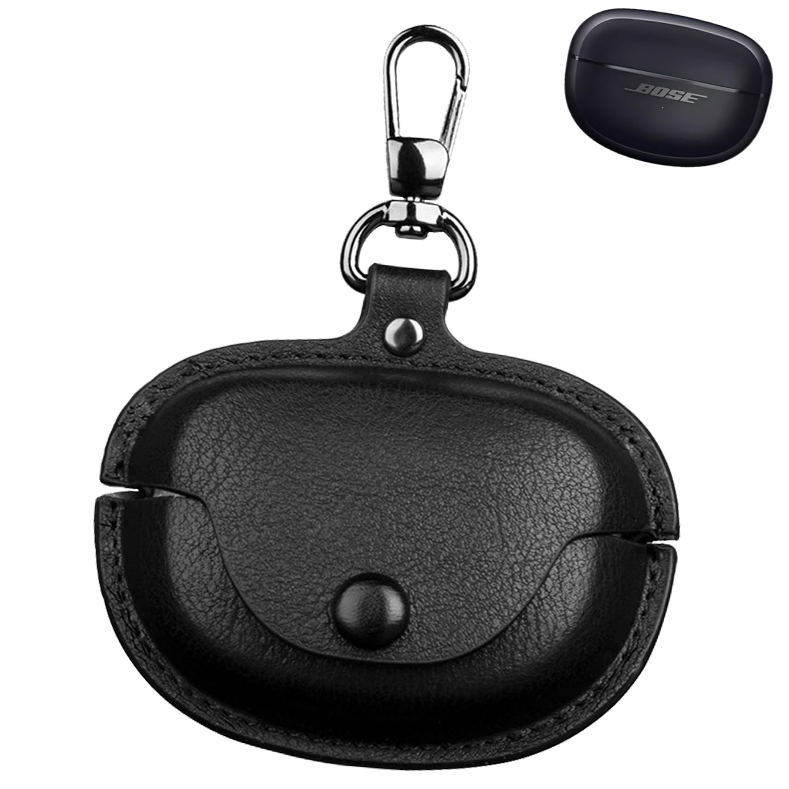 【送料無料】UIUIKA For Bose Ultra Open Earbuds ケース Ultra Open Earbuds カバー 用 耐衝撃 レザー製 防水防塵 超薄型設計 充電可能 落下防止(ブラック)