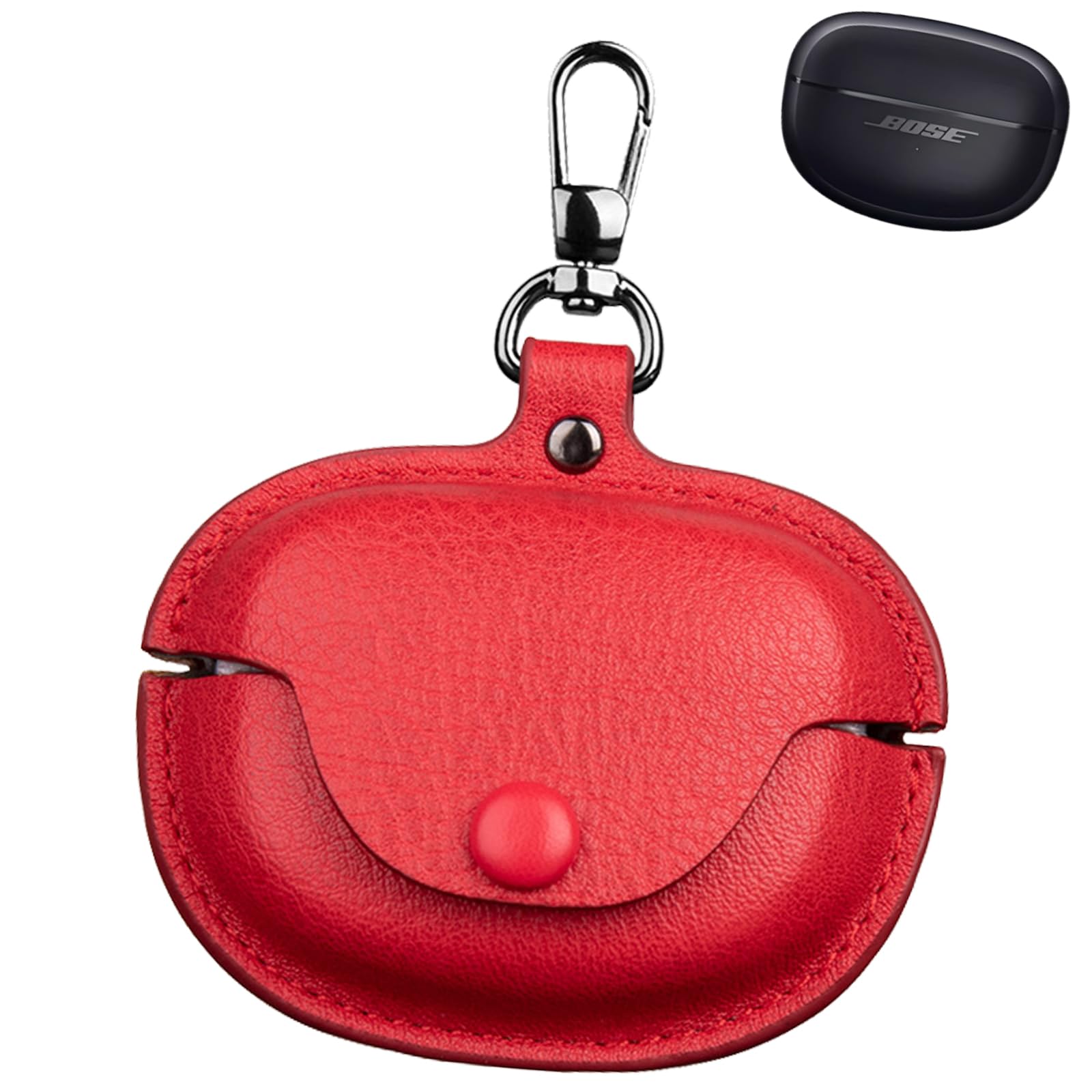 【送料無料】UIUIKA For Bose Ultra Open Earbuds ケース Ultra Open Earbuds カバー 用 耐衝撃 レザー製 防水防塵 超薄型設計 充電可能 落下防止(レッド)