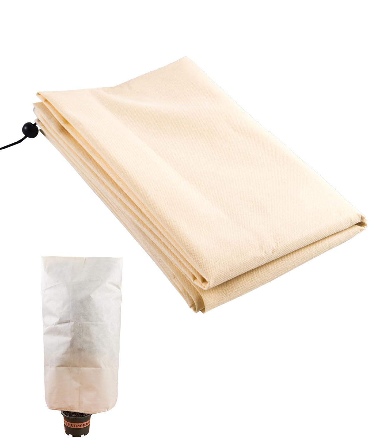 【送料無料】DFsucces 植物保護カバー 冬の霜 植物防寒カバー 防寒保温 防寒カバー 不織布 温室用品 防霜 防雪 防風 通気 調節引き紐付き 虫害凍傷防止 プランターカバー (60×80cm)のサムネイル