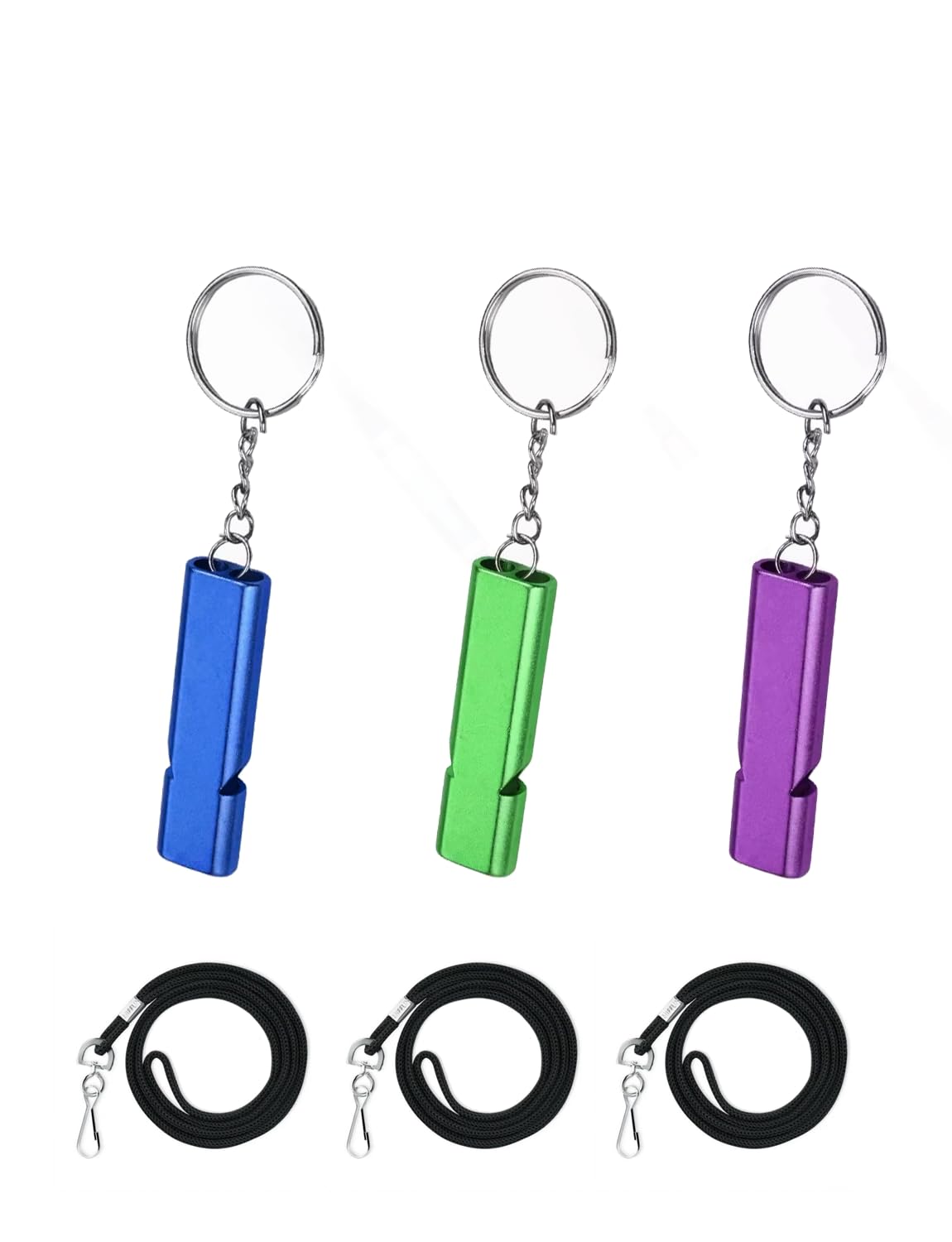 【送料無料】【Marcea】ホイッスル 笛 防災 救援 大音量 緊急ホイッスル ネックストラップ付き アウトドア 学校 ジム キャンプ ハイキング 生存 コーチ 審判 (ブルー+パープル+グリーン)