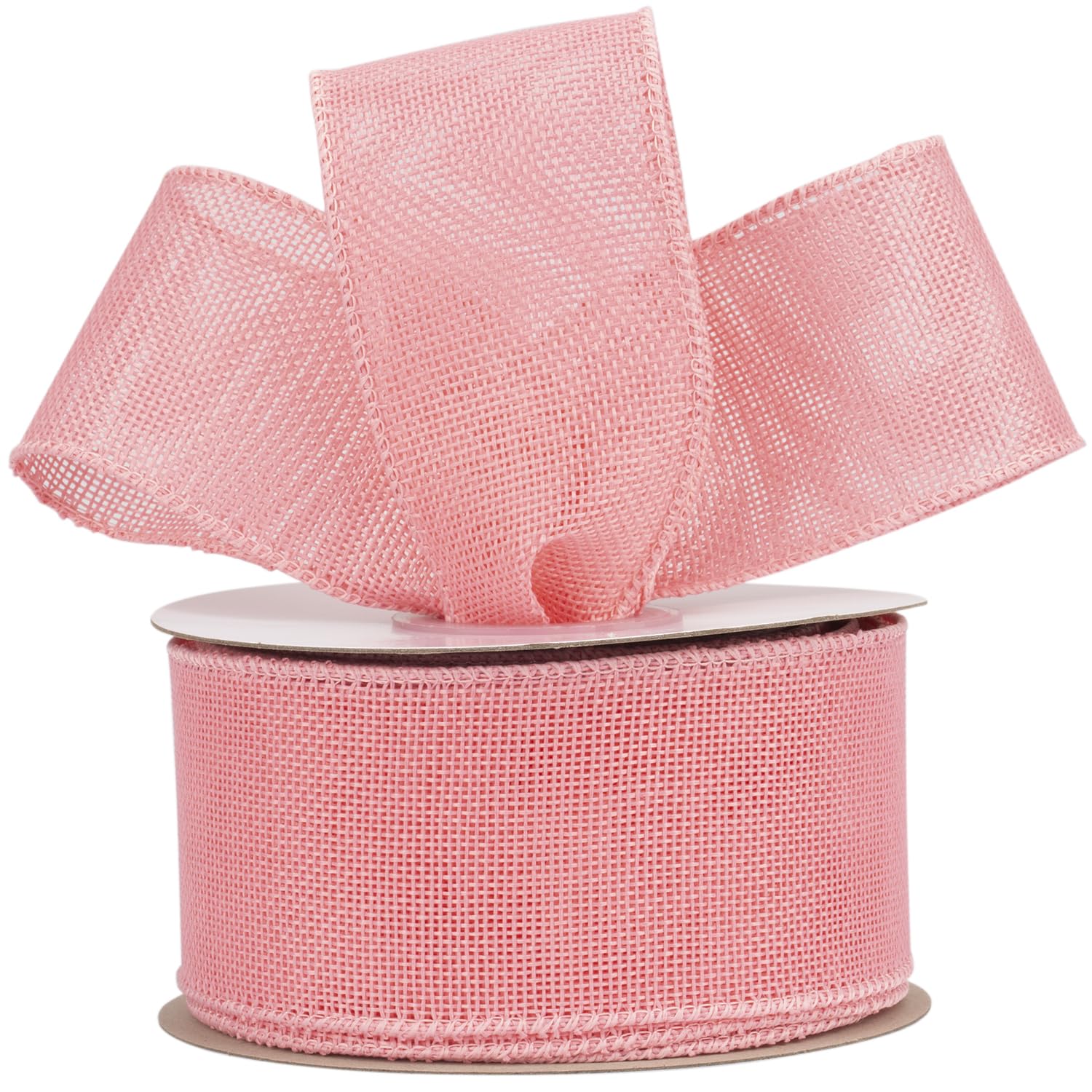 【送料無料】【AVANAVA】ピンク幅63mmのワイヤー入りバーラップリボン、クラフト、リース、リボン作り、ギフト包装、クリスマスツリーの装飾、ホームデコレーション用 - 18メートル/ロール