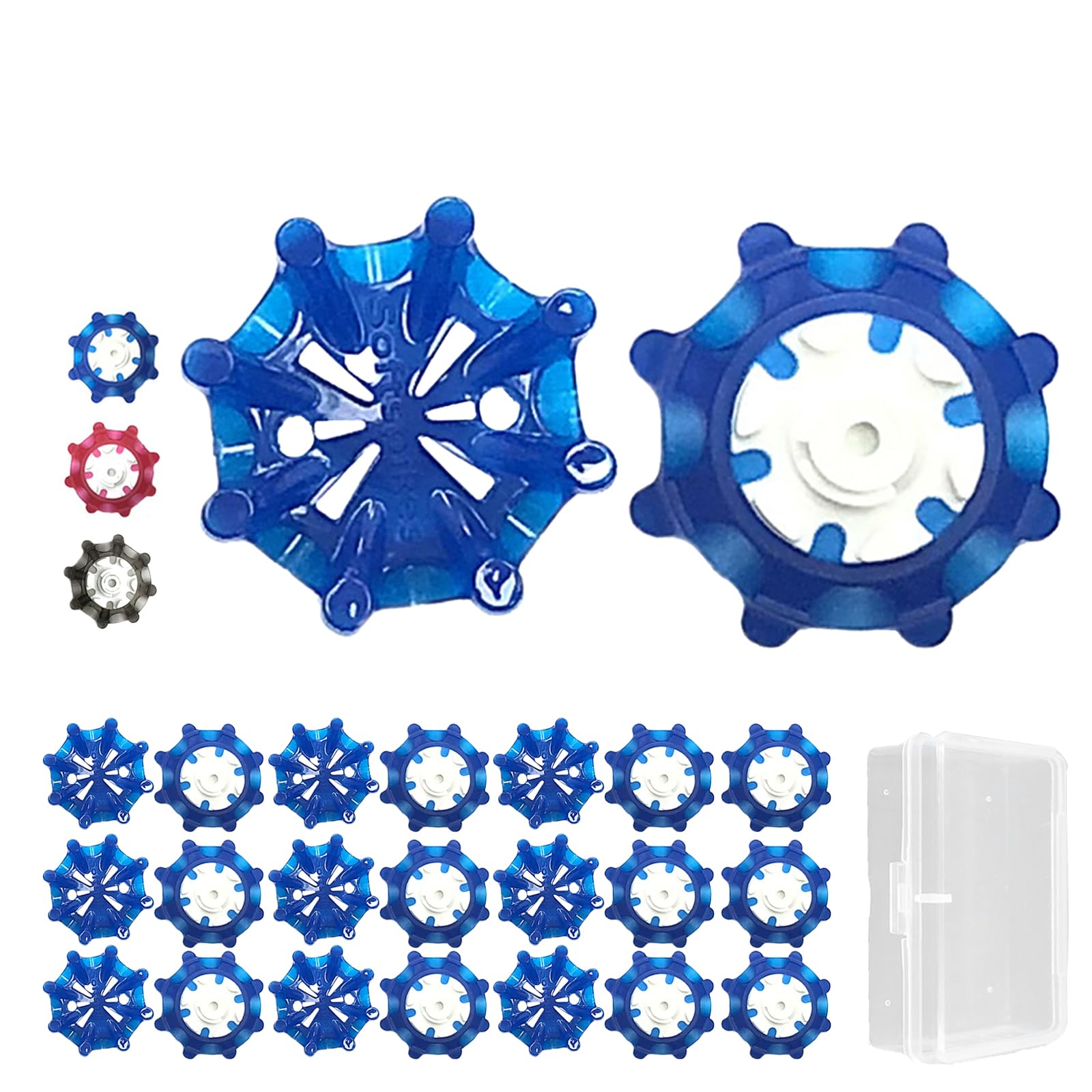 【送料無料】QuickYen ゴルフシューズ スパイク (Soft spikes) 24個入 スパイク ゴルフ 鋲 交換用 ゴルフシューズ スパイク鋲 滑り止め 簡単脱着 収納ケース付き (ブルー) [並行輸入品]