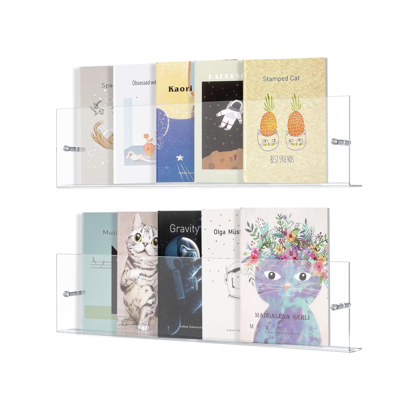 【送料無料】Duvinin アクリル マガジンラック レコードラック 壁掛け マガジンスタンド 雑誌ラック レコード棚 ディスプレイラック ウォールシェルフ 棚 収納 長さ60cm