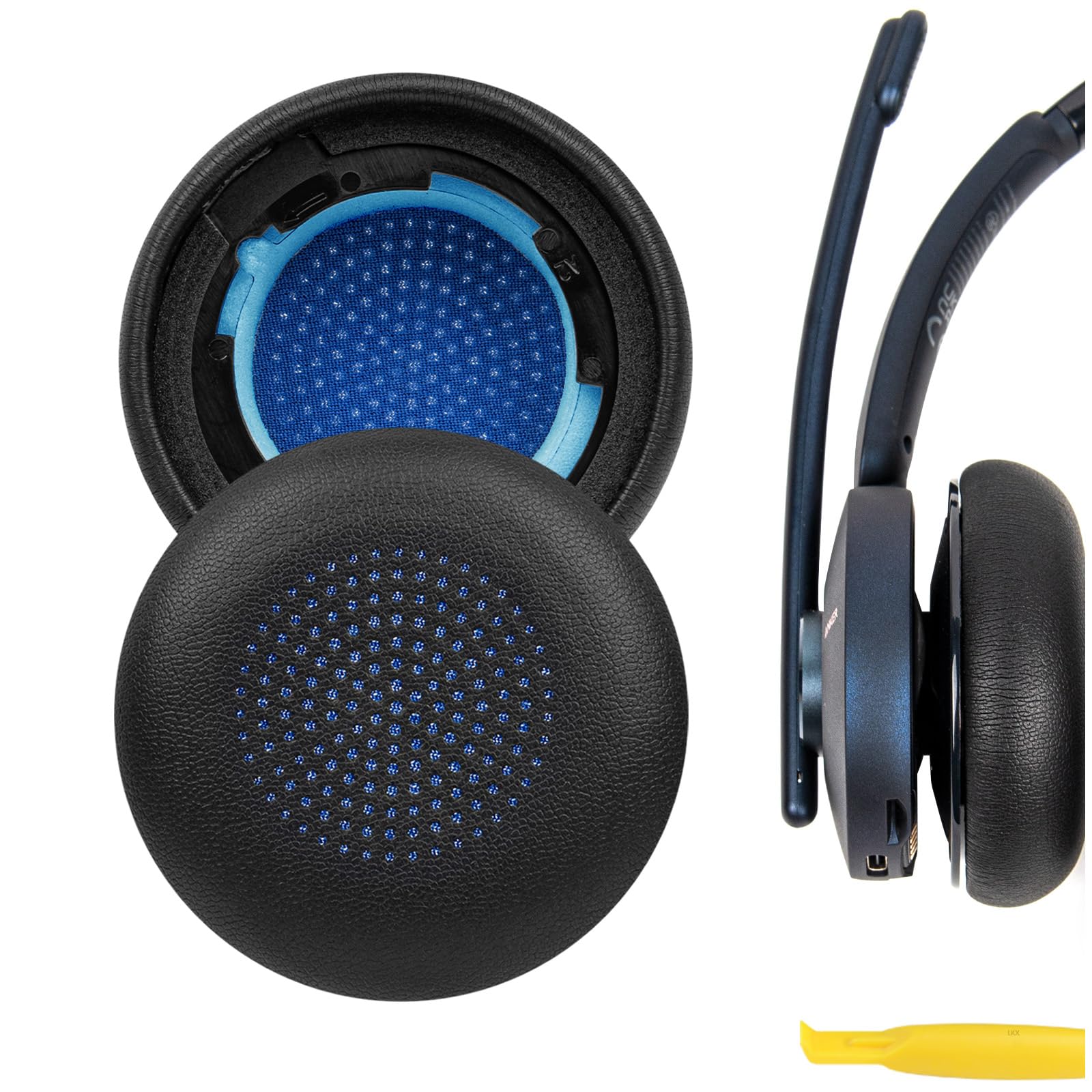 【送料無料】Geekria イヤーパッド QuickFit 互換性 パッド アンカー Anker Powerconf H700, H500 ヘッドホンに対応 パッド イヤー/イヤーカップ (プロテインレザー/黒)