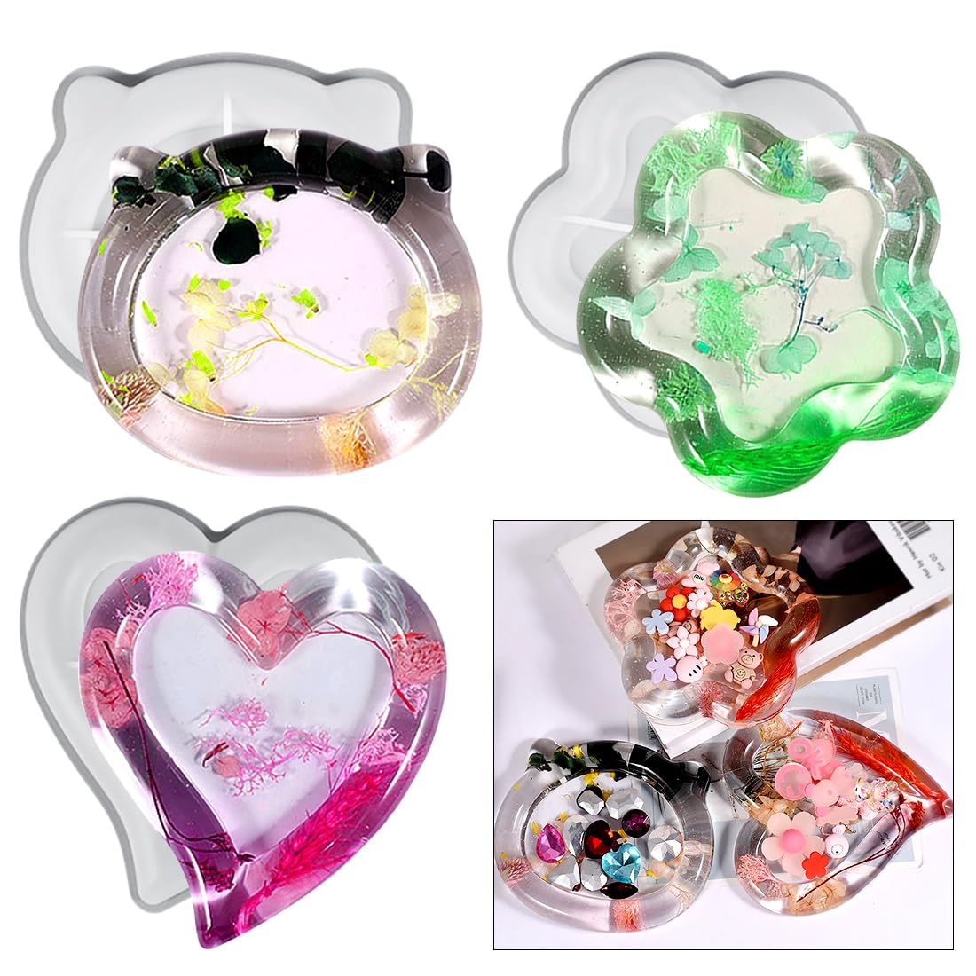 【送料無料】Voyyphixa トレイ シリコンモールド コースター ハート 花 熊 3種類セット  ...