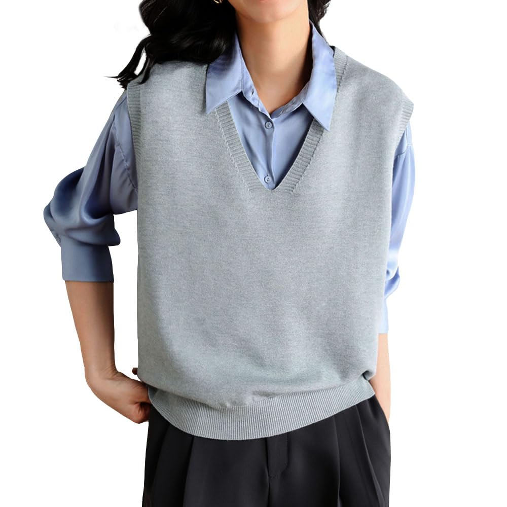 【送料無料】Beylimcy ニット ベスト レディース Vネック セーター リブ 体型カバー おしゃれ エレガント 着回し カットソー 着痩せ カジュアル 通...