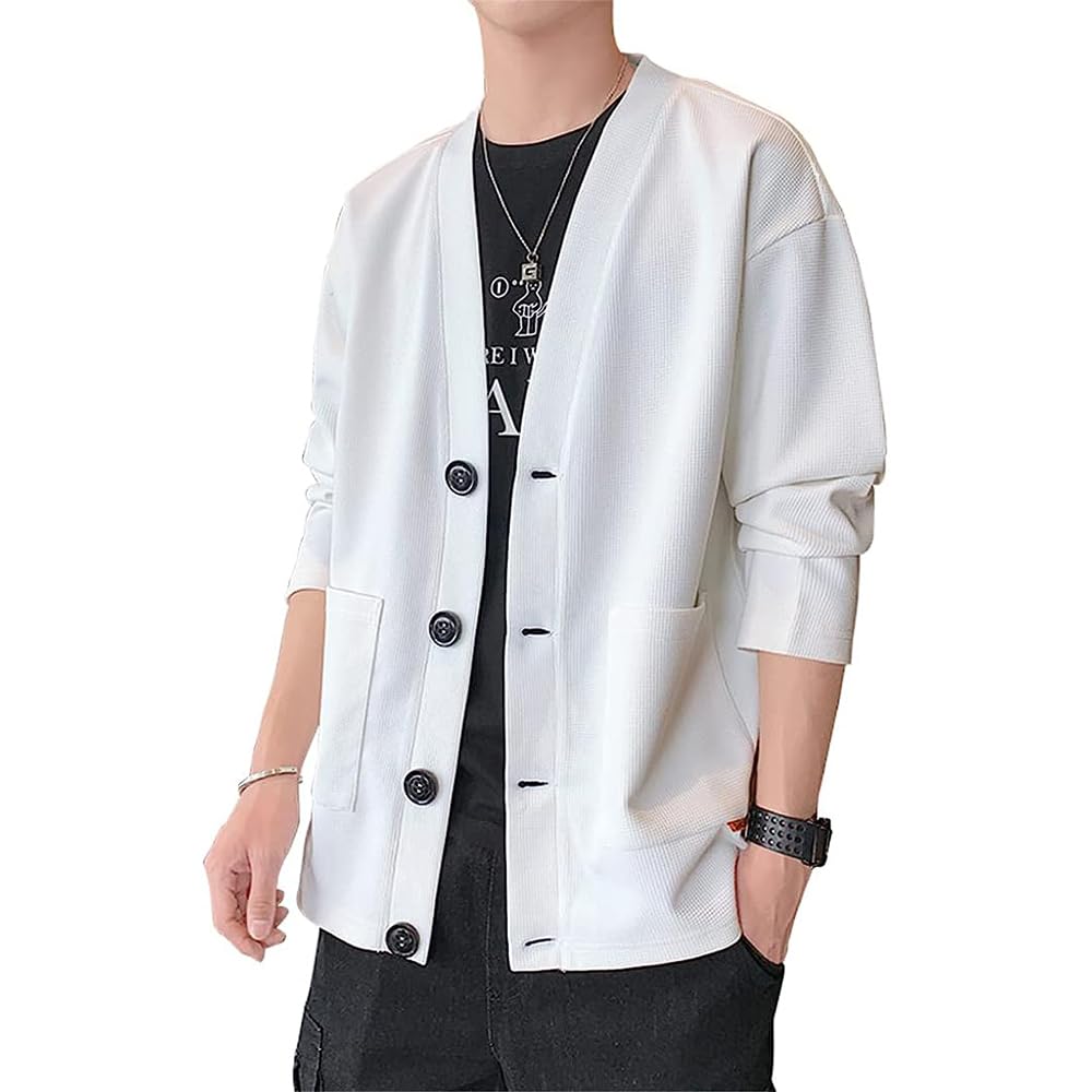 【送料無料】Beylimcy 和式 カーディガン メンズ 秋服 Vネック ジャケット 羽織 無地 長袖 柔らかで シ..